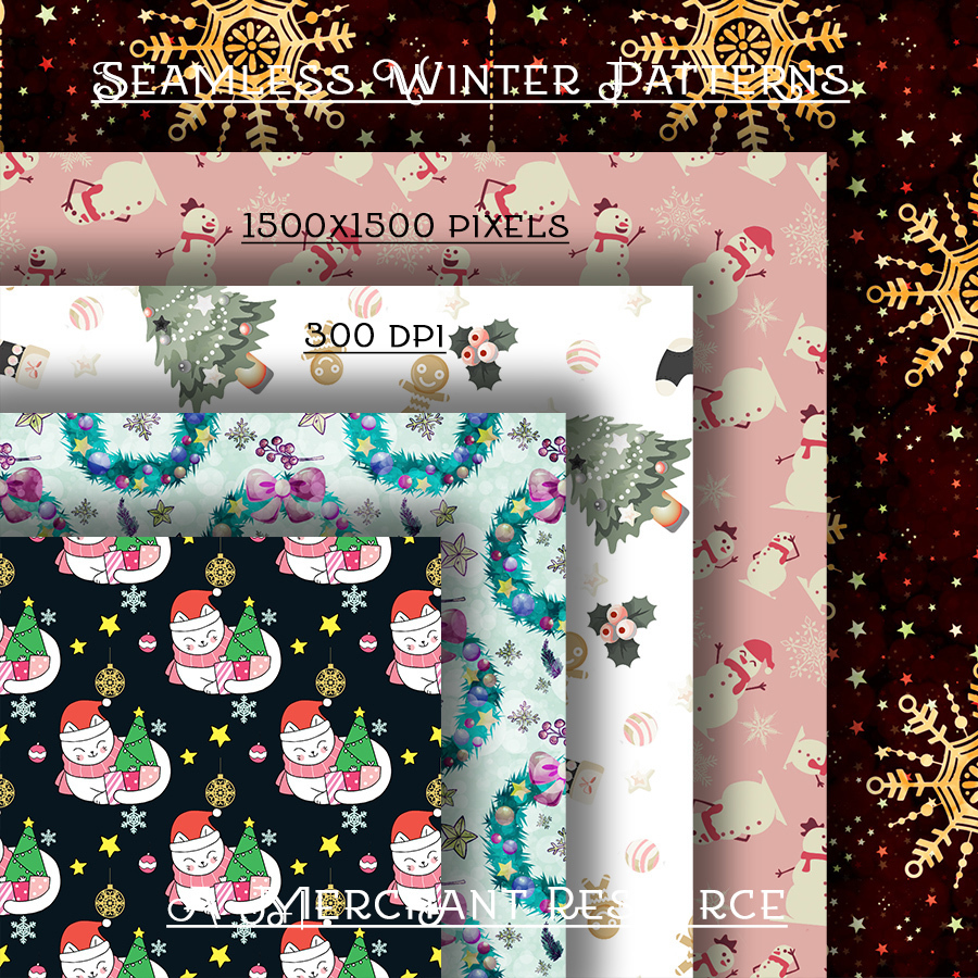 Seamless Winter Patterns by N/A