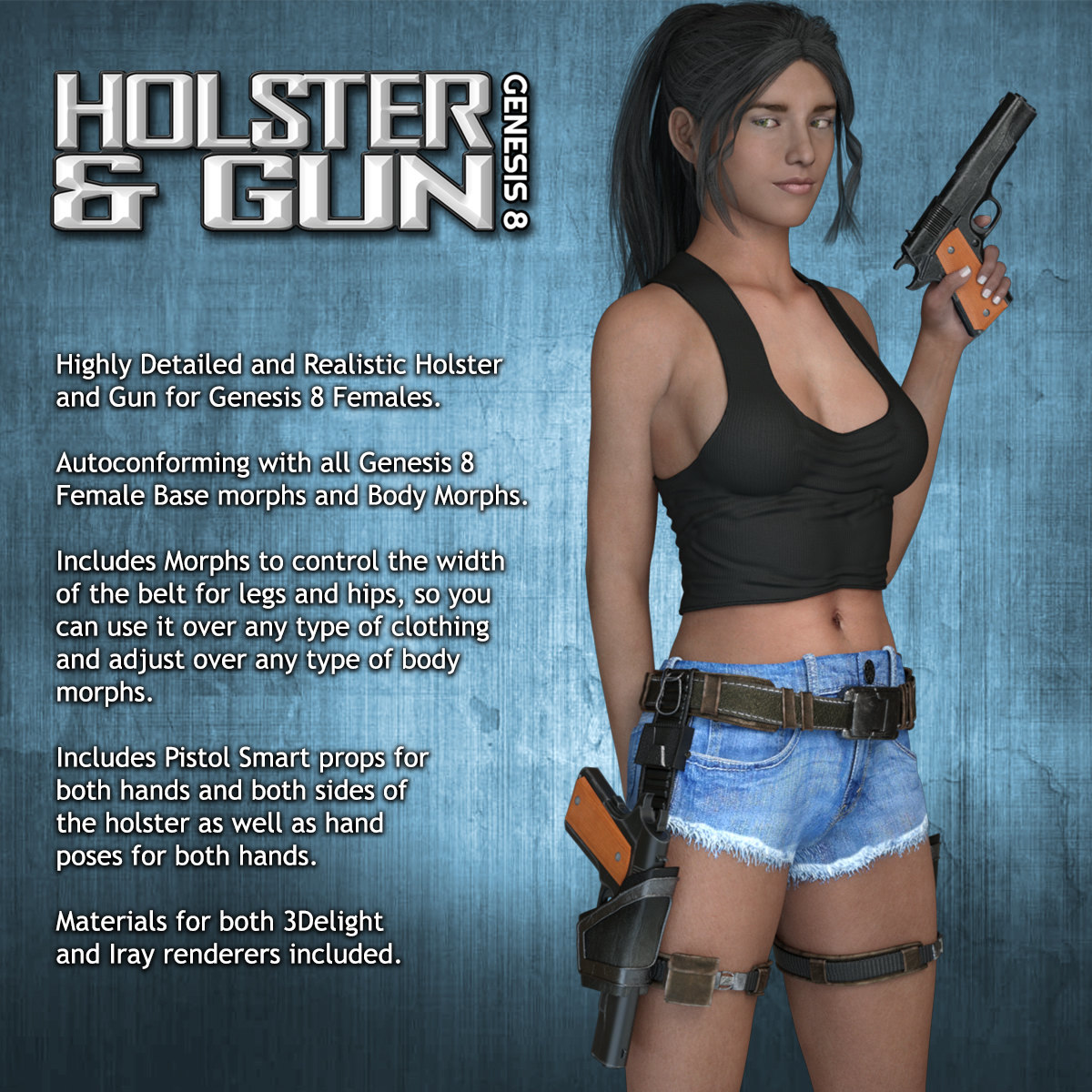 Exnem Holster & Gun for Genesis 8 Female by N/A