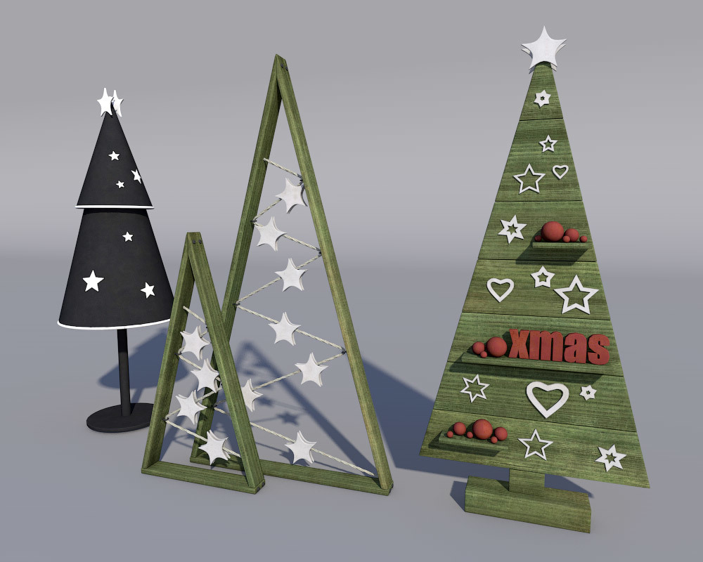 Four Christmas trees for Poser by N/A
