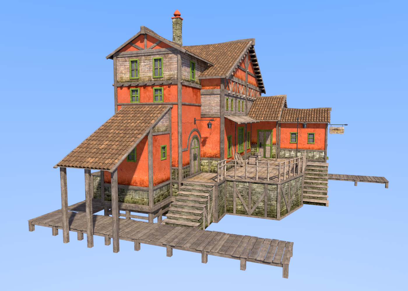 Big red house for Daz Studio by N/A