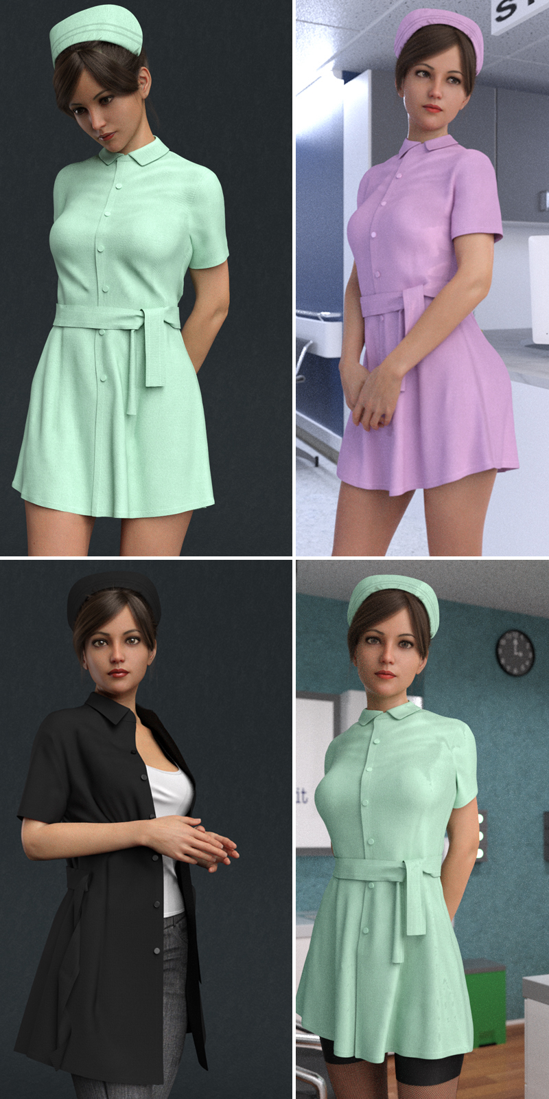 dForce Nurse Clothing and poses for G8F by N/A