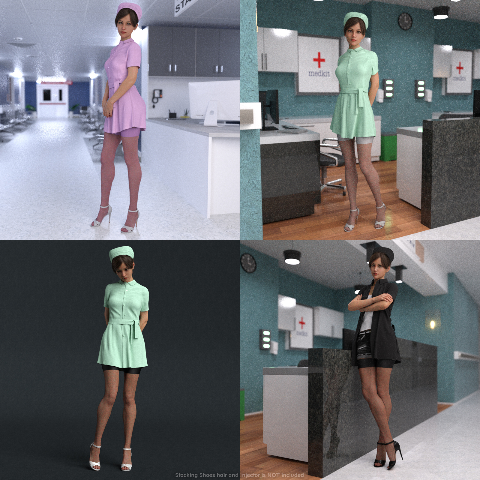 dForce Nurse Clothing and poses for G8F by N/A