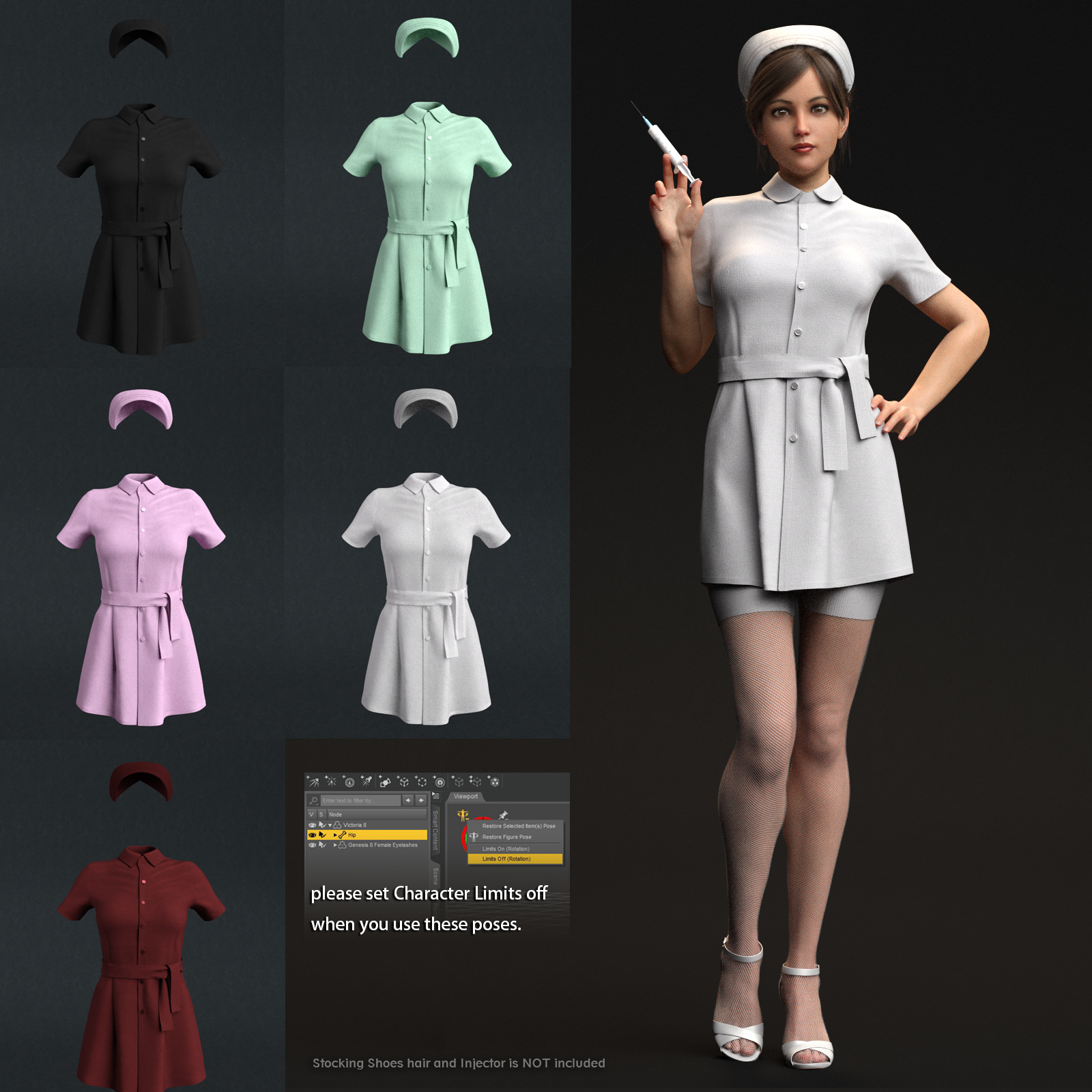 dForce Nurse Clothing and poses for G8F by N/A