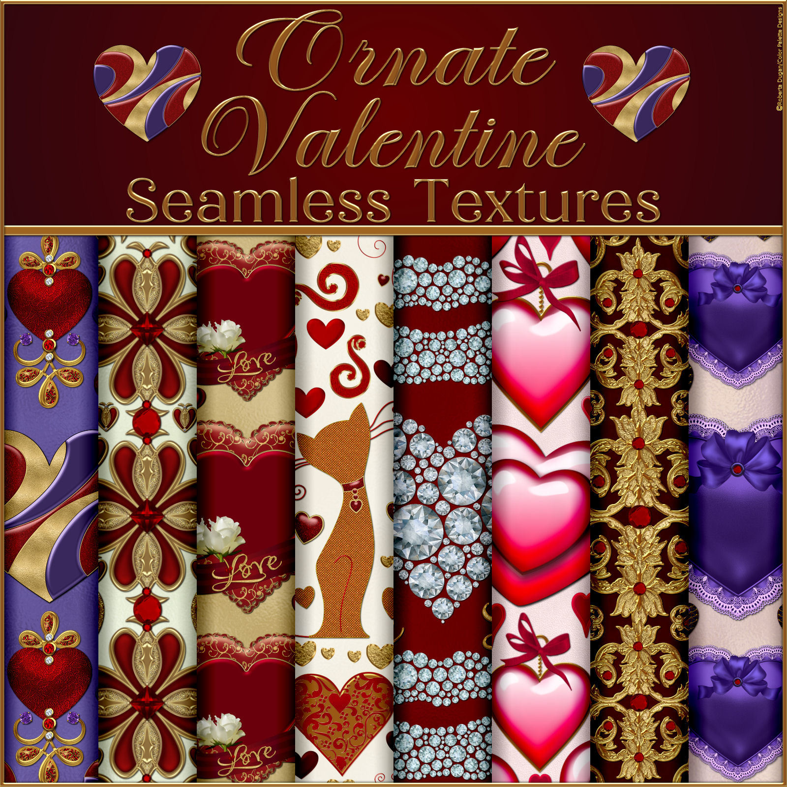 Ornate Valentine Seamless Textures by N/A