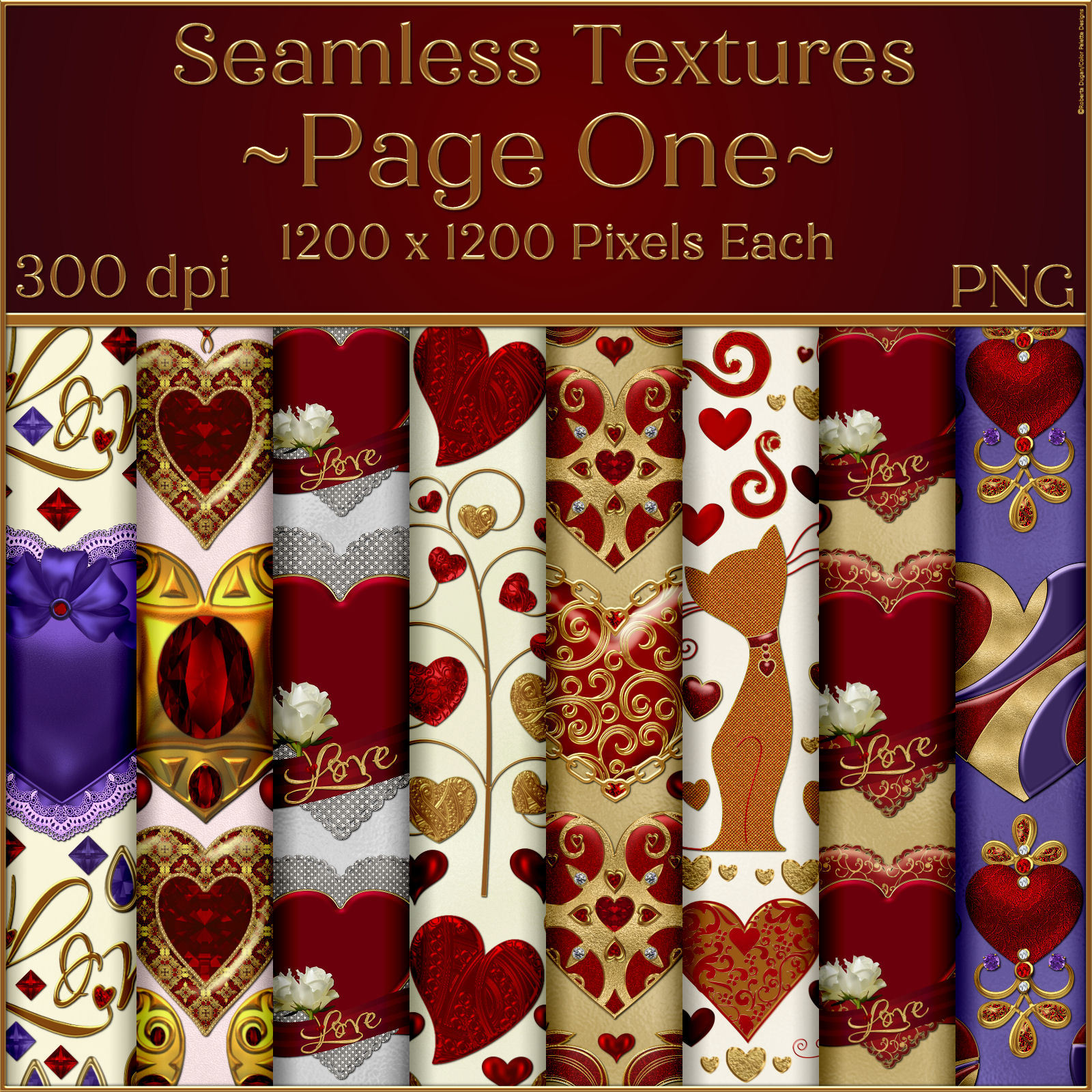 Ornate Valentine Seamless Textures by N/A