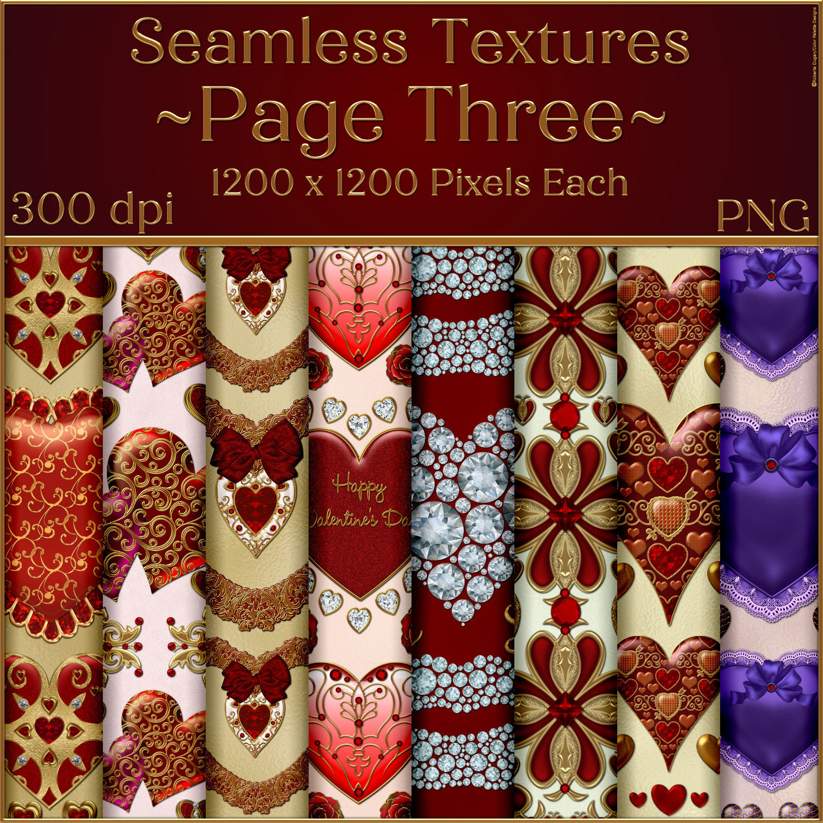 Ornate Valentine Seamless Textures by N/A