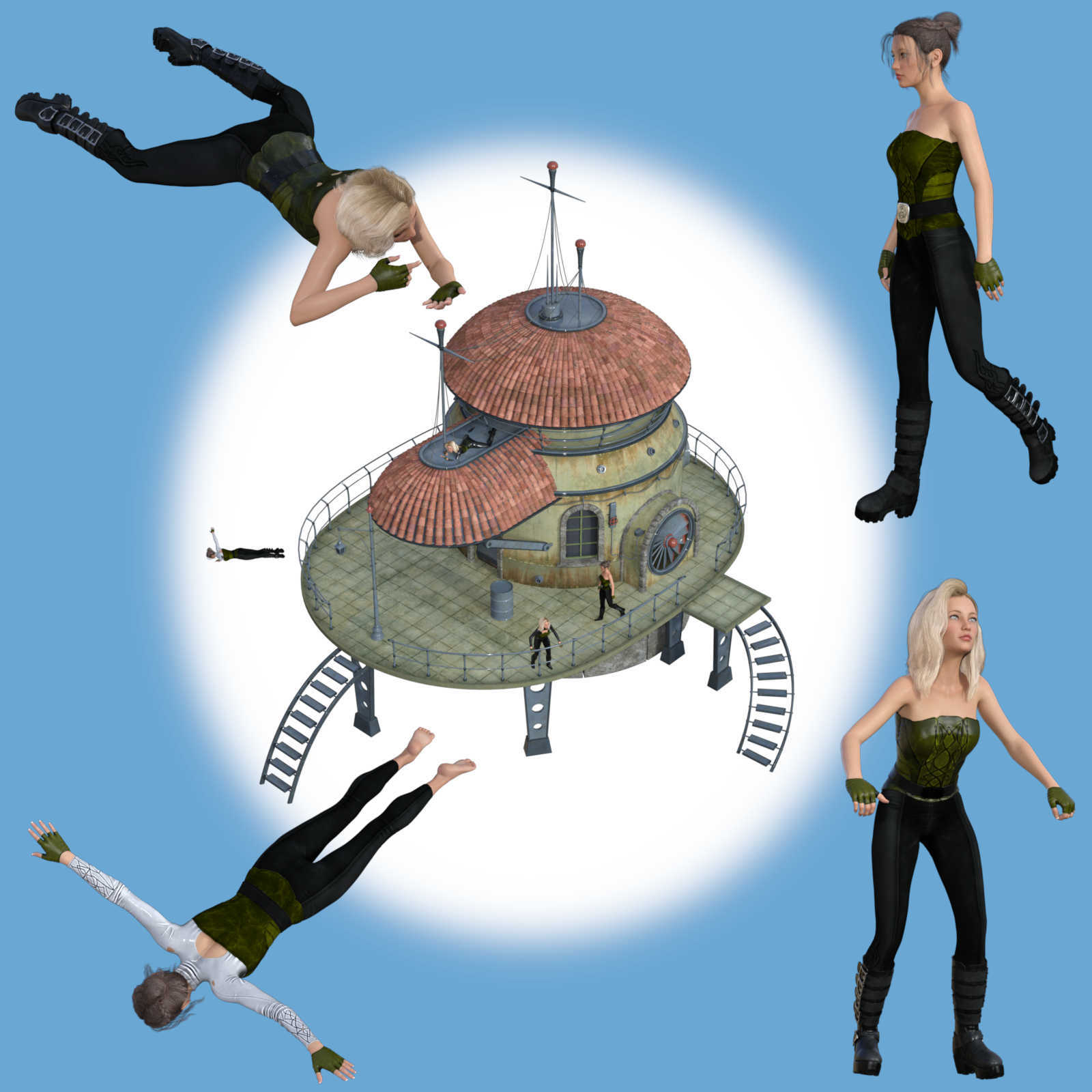 BUSY BODY Pose Set for Strangers House DS with Genesis 8 Female / Male (G8F/G8M) by N/A