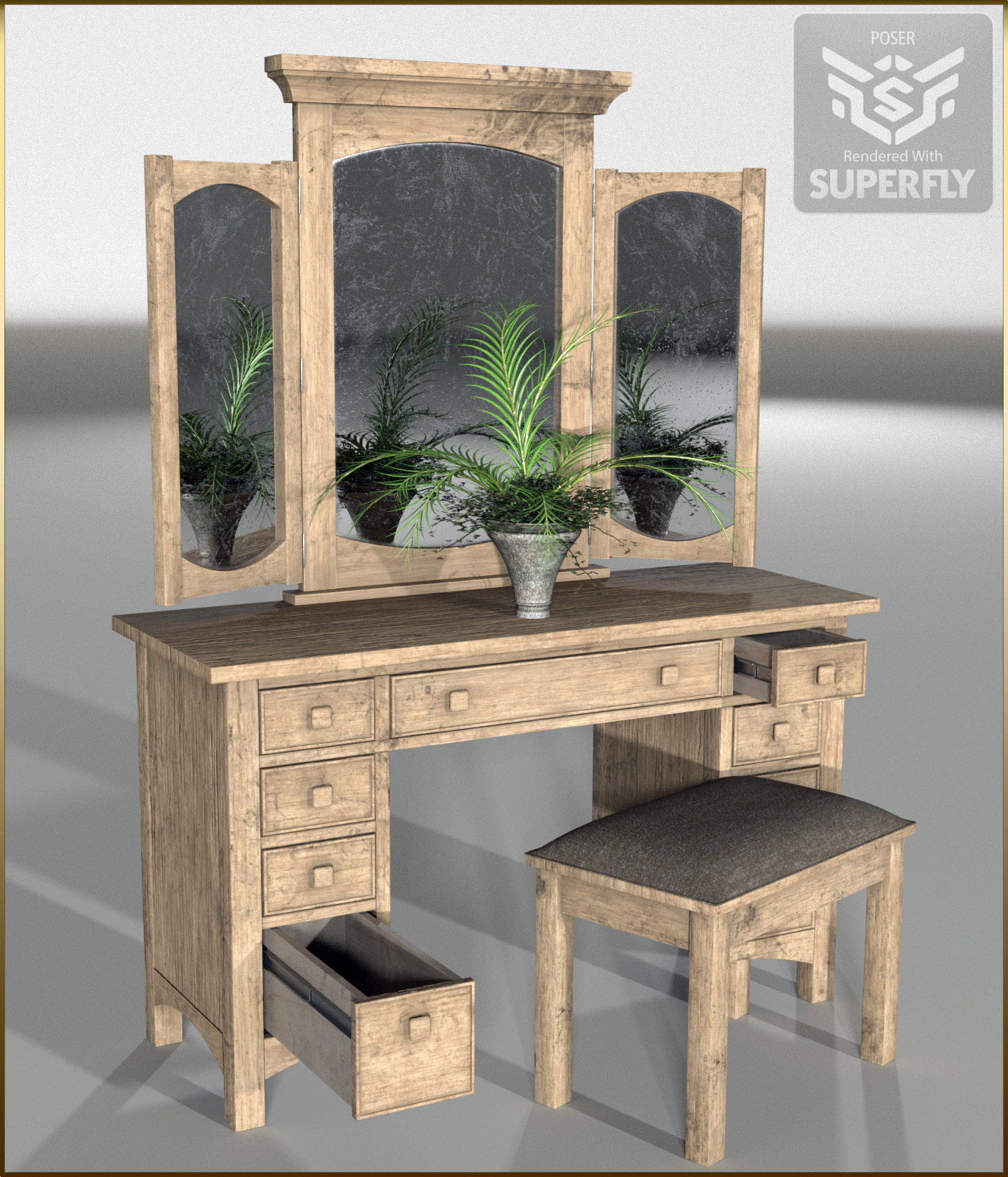 Vintage Furniture : Dressing Table for Poser by N/A