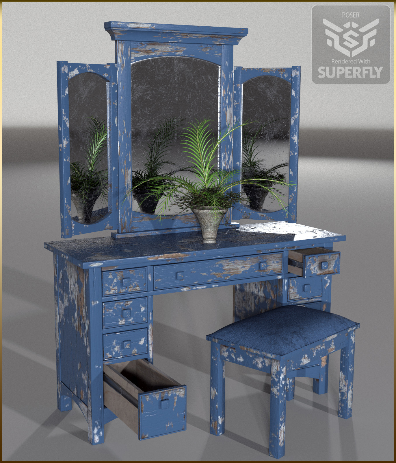 Vintage Furniture : Dressing Table for Poser by N/A
