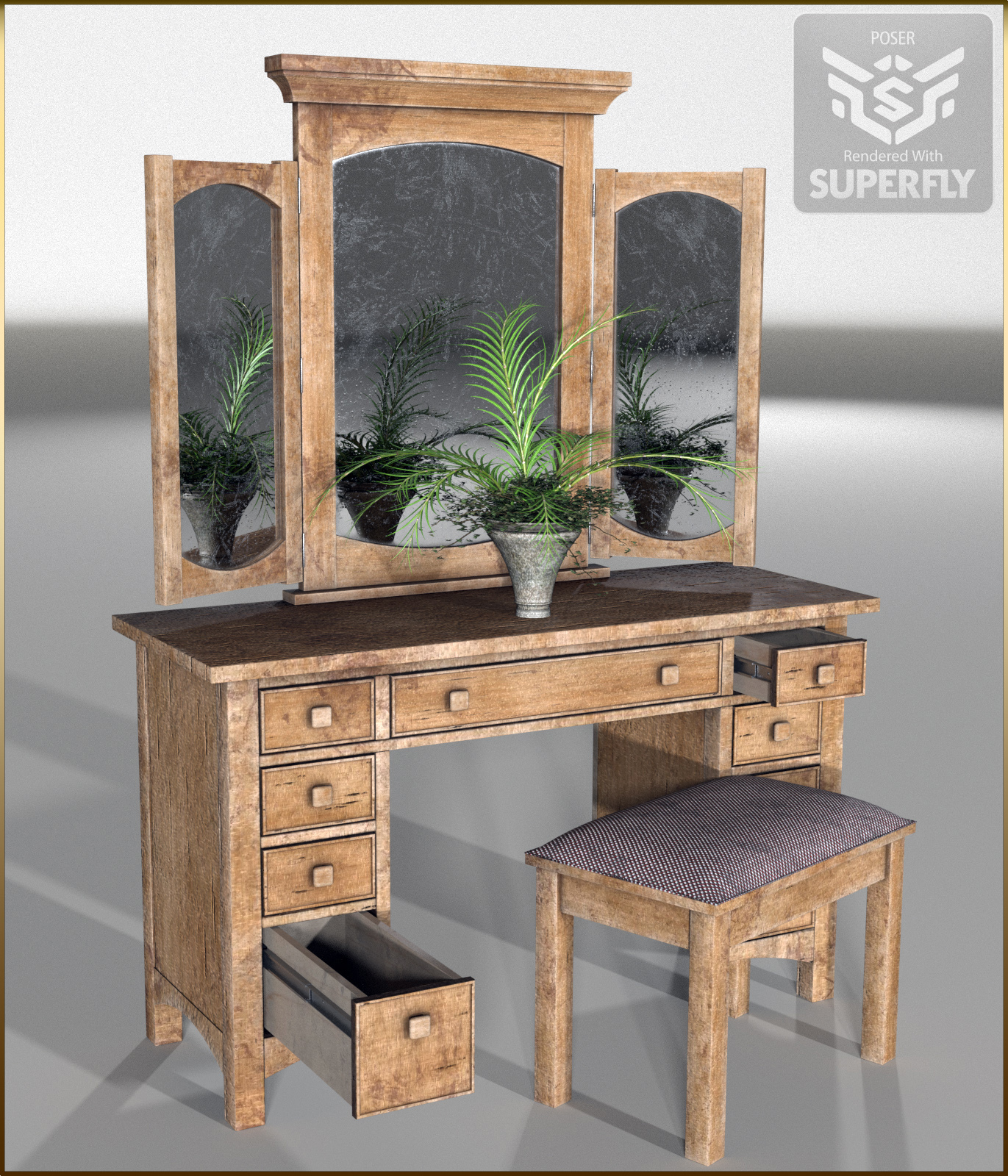 Vintage Furniture : Dressing Table for Poser by N/A