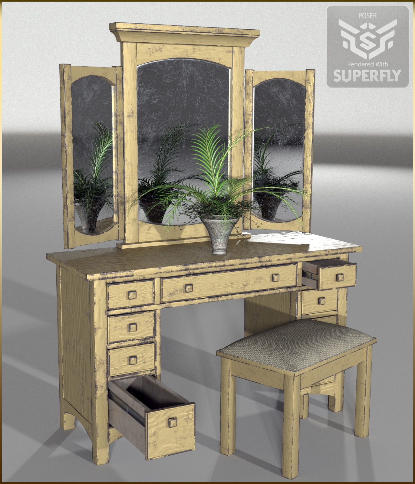 Vintage Furniture : Dressing Table for Poser by N/A