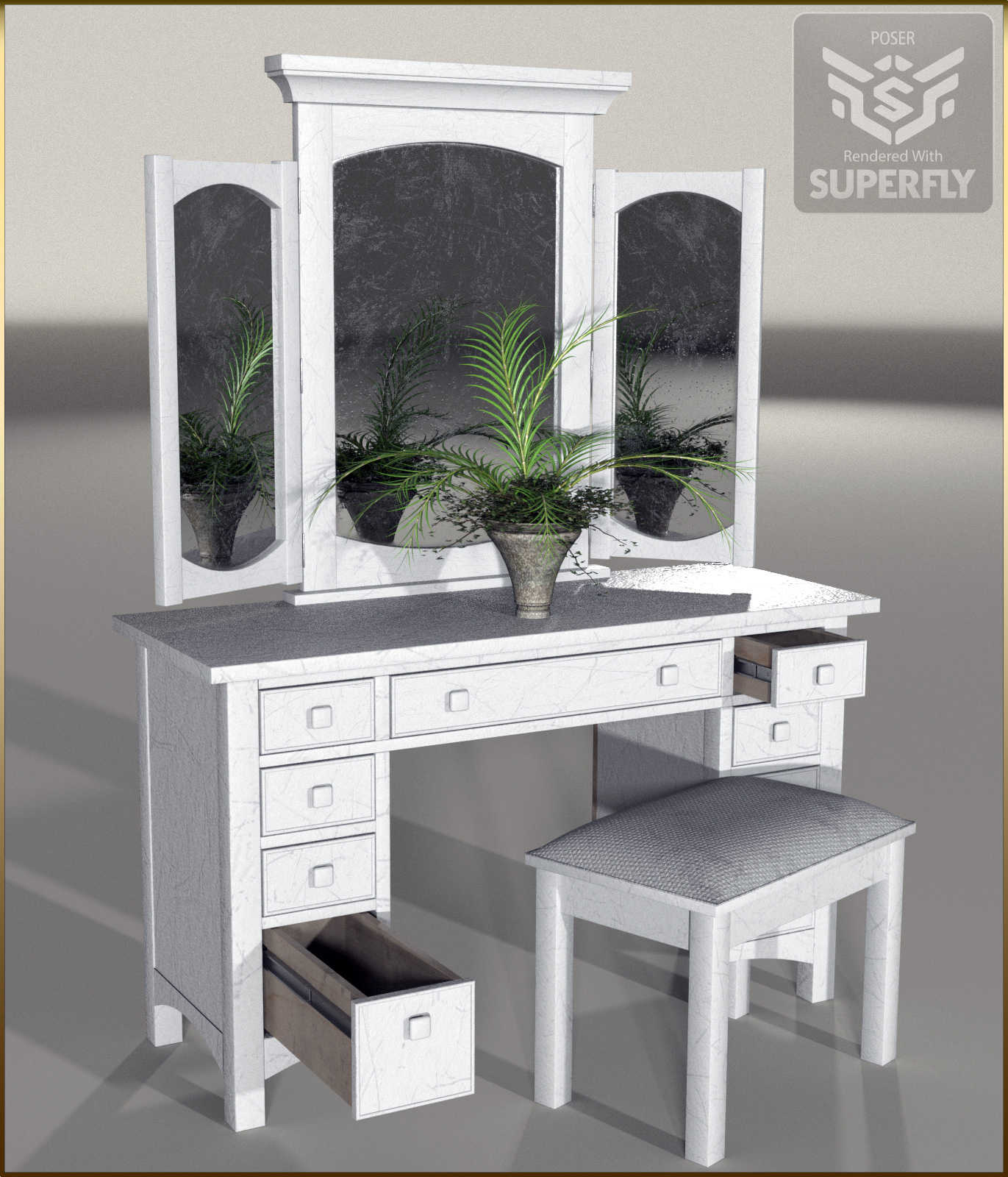 Vintage Furniture : Dressing Table for Poser by N/A