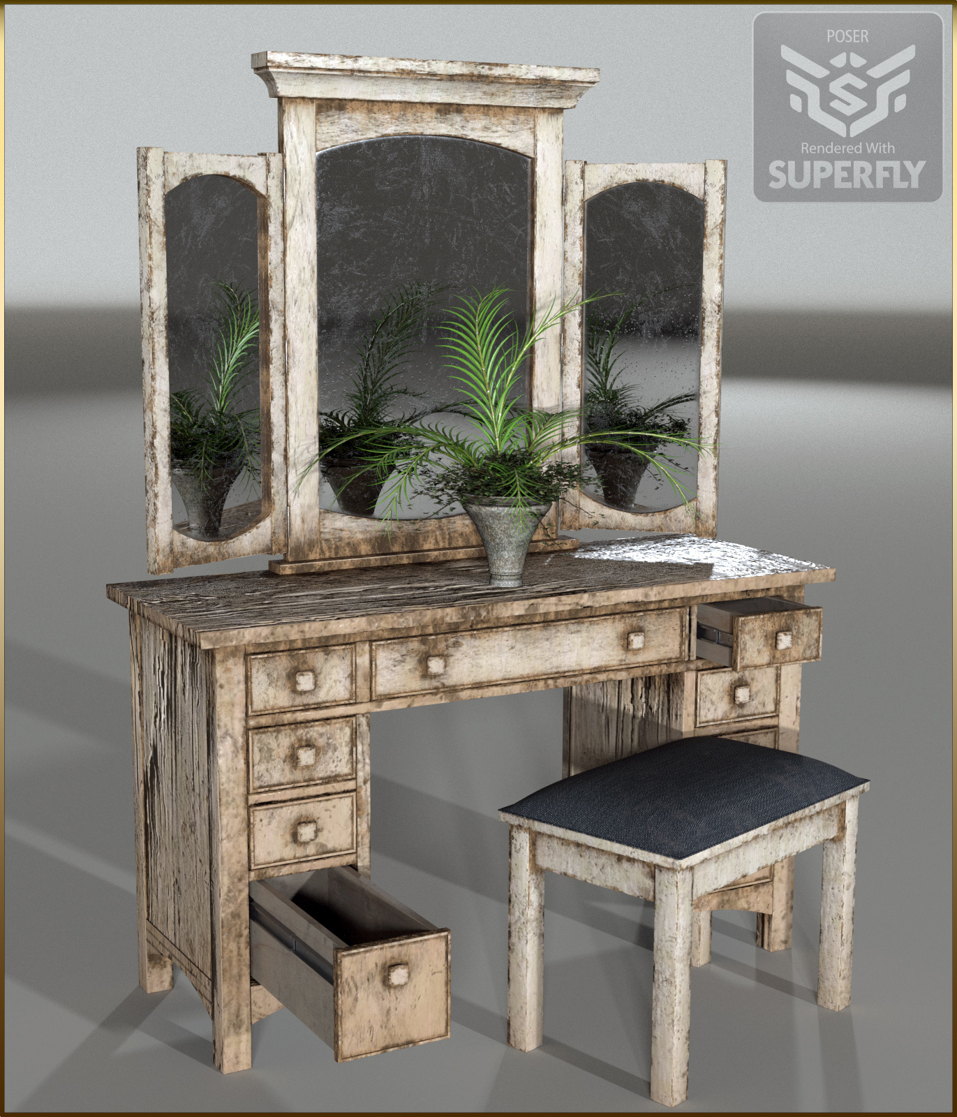 Vintage Furniture : Dressing Table for Poser by N/A
