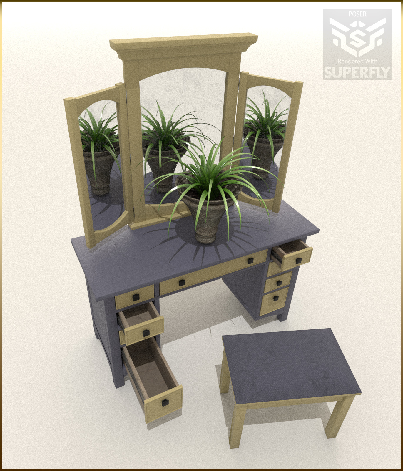 Vintage Furniture : Dressing Table for Poser by N/A