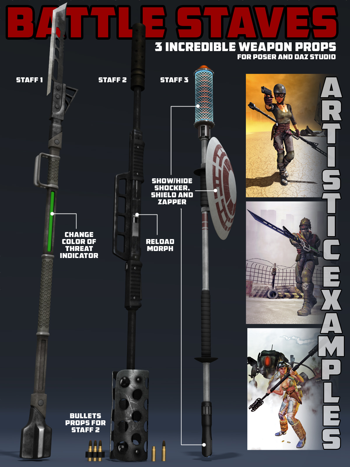 Battle Staves for Poser and DS by N/A