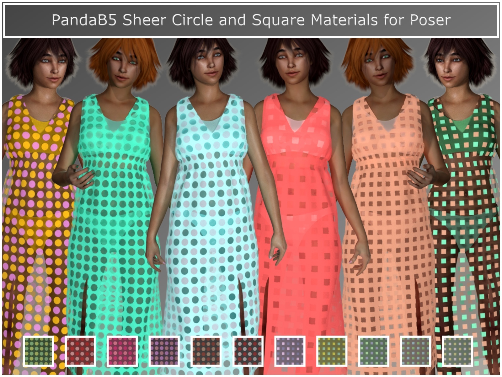 PandaB5 Sheer Circle and Square Materials for Poser by N/A