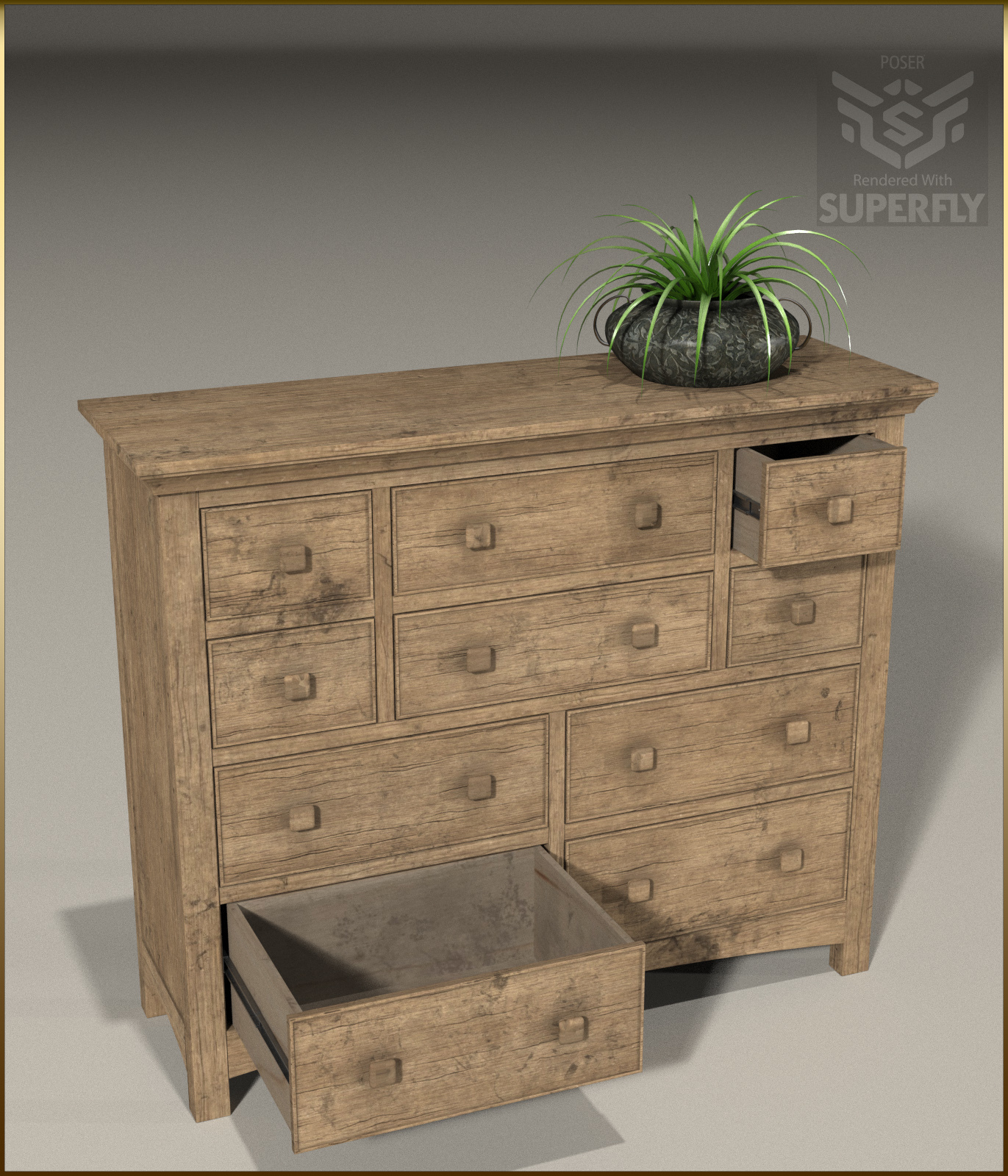 Vintage Furniture : Long Tall Dresser for Poser by N/A