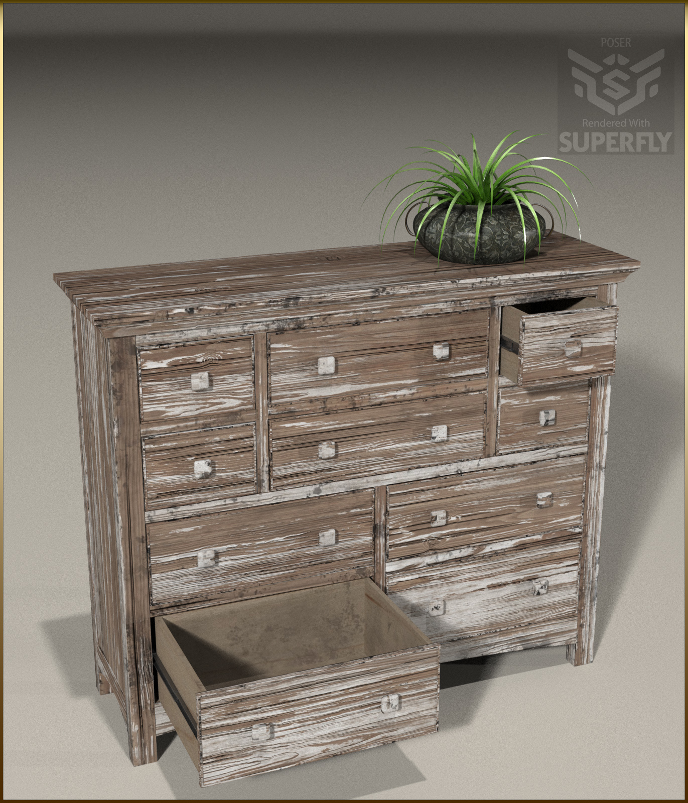 Vintage Furniture : Long Tall Dresser for Poser by N/A