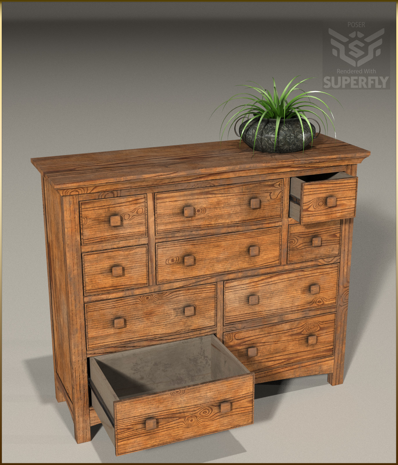 Vintage Furniture : Long Tall Dresser for Poser by N/A