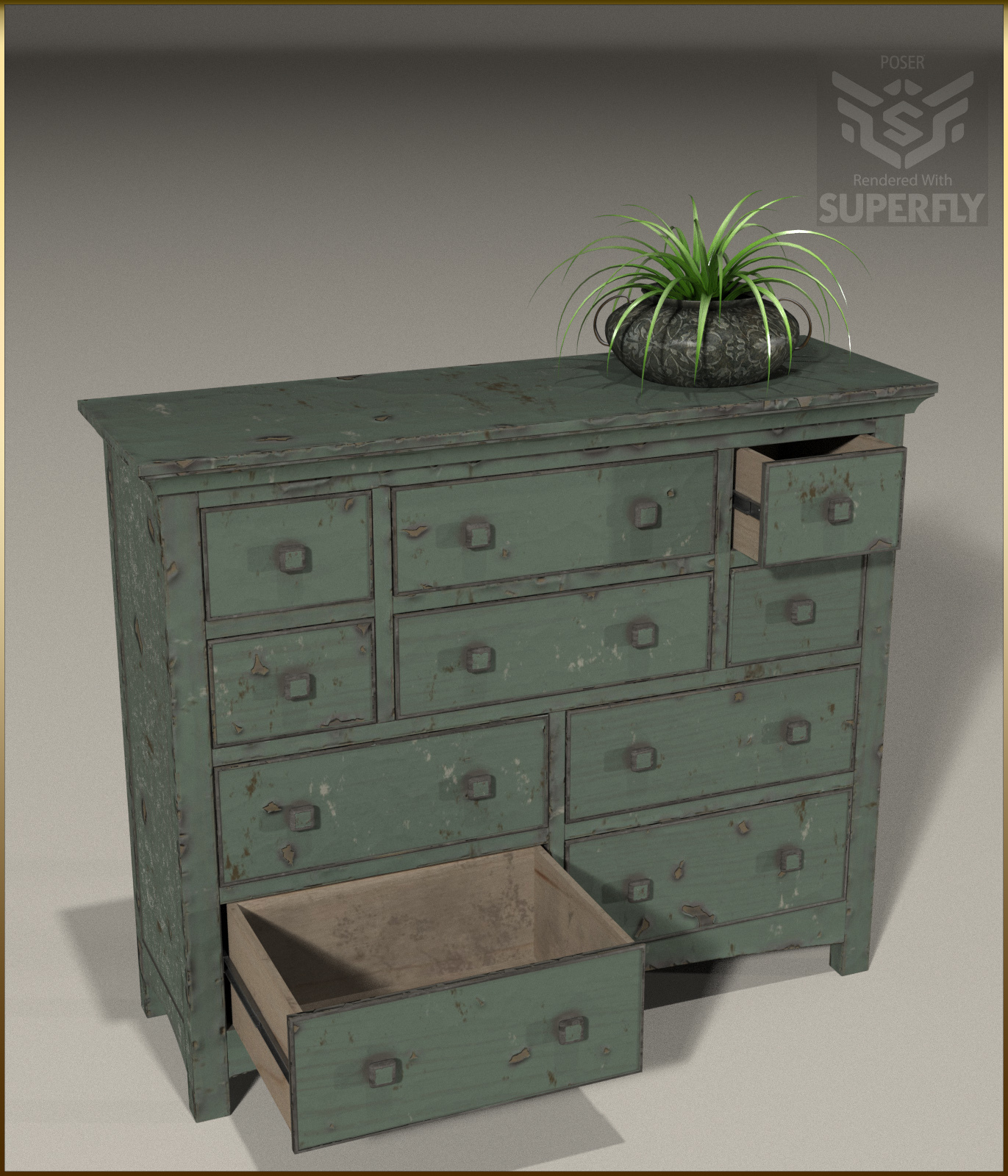 Vintage Furniture : Long Tall Dresser for Poser by N/A