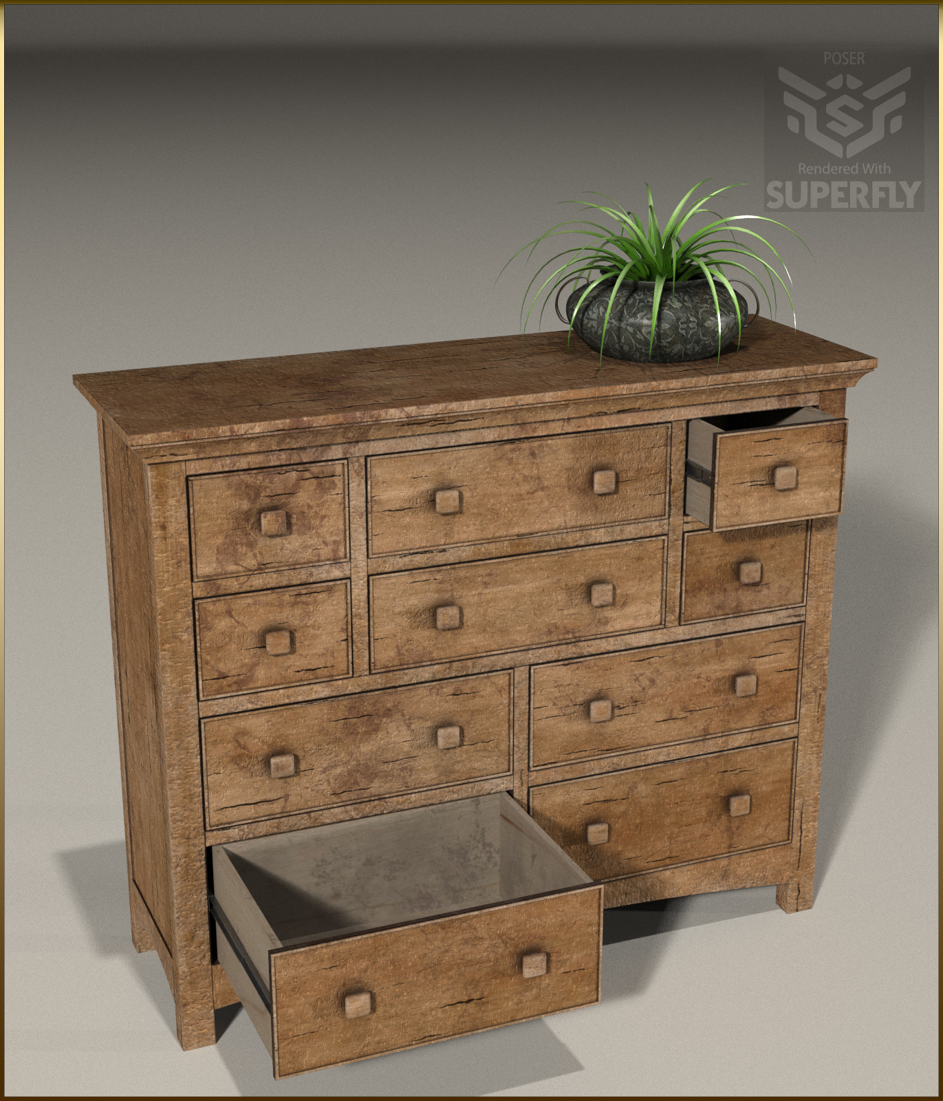 Vintage Furniture : Long Tall Dresser for Poser by N/A