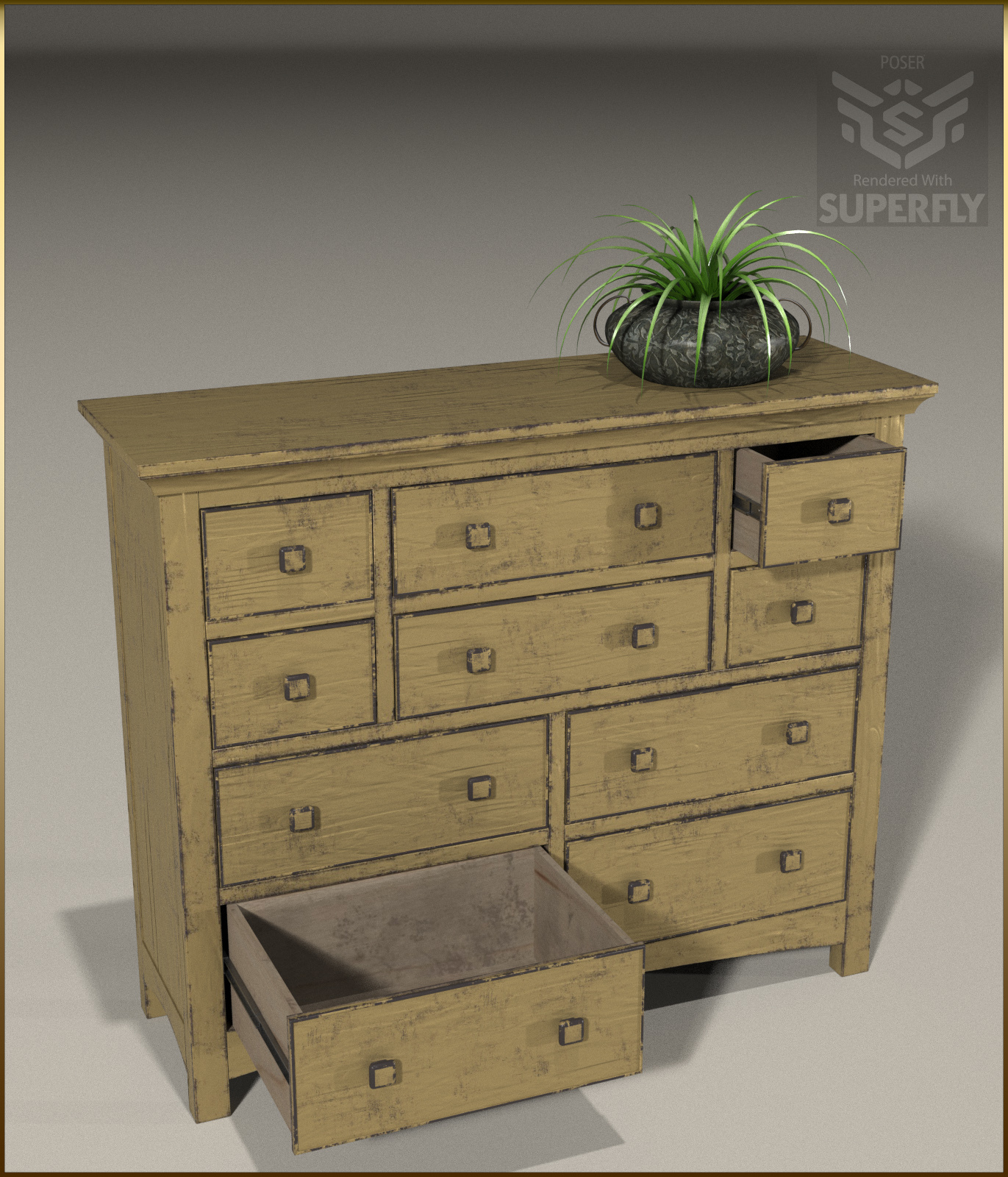 Vintage Furniture : Long Tall Dresser for Poser by N/A