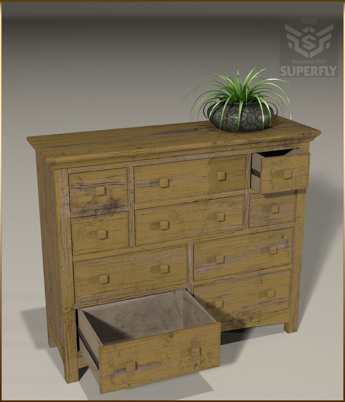 Vintage Furniture : Long Tall Dresser for Poser by N/A