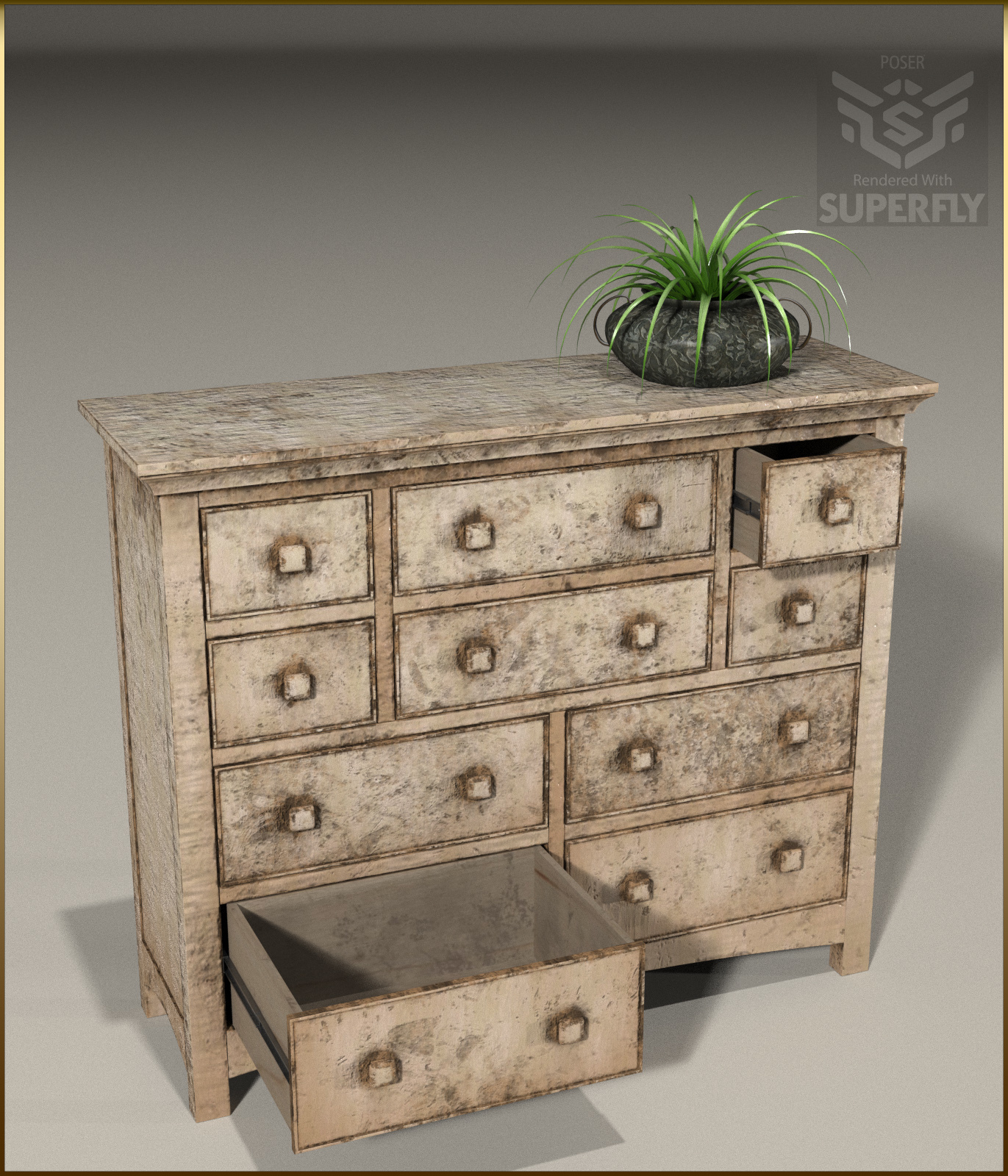 Vintage Furniture : Long Tall Dresser for Poser by N/A