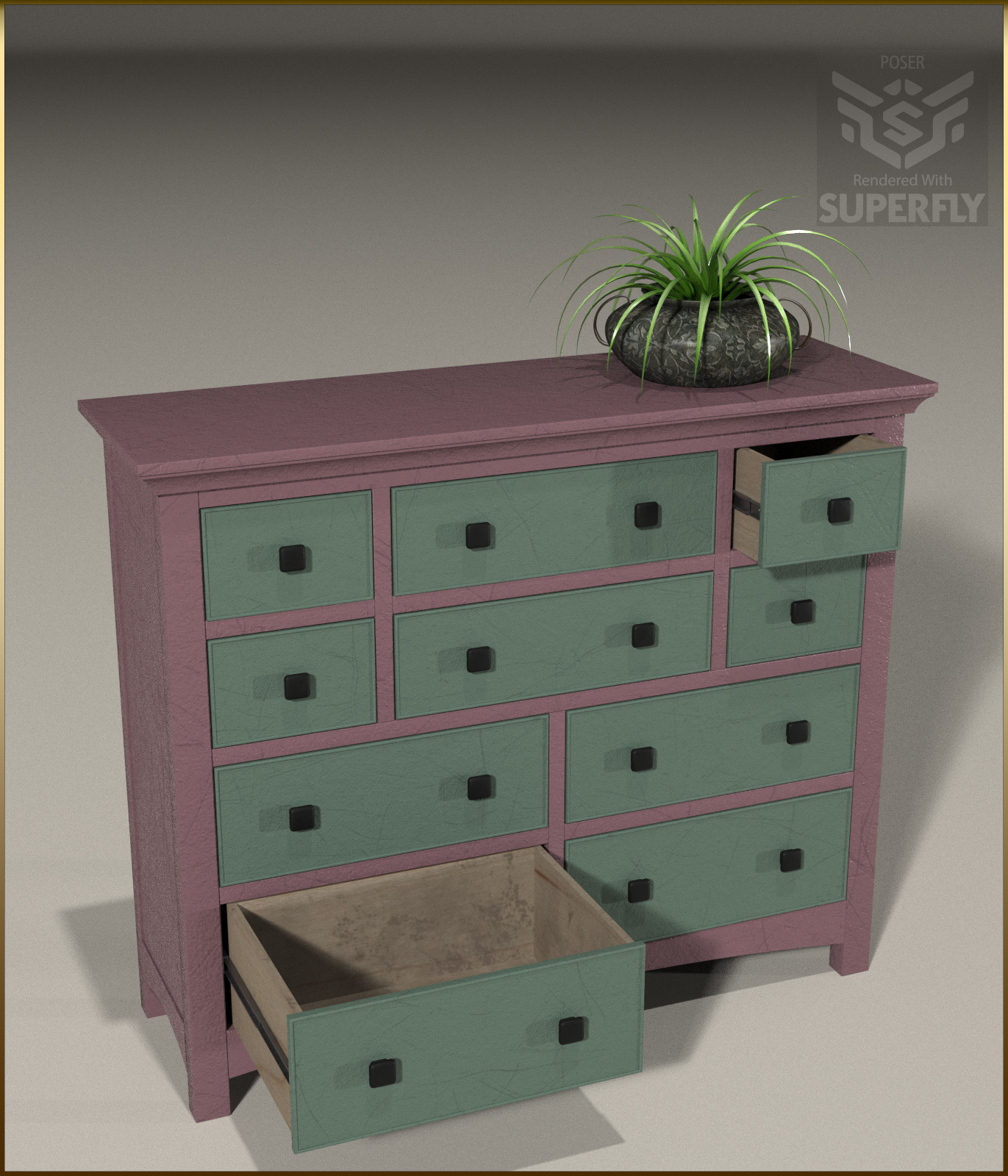 Vintage Furniture : Long Tall Dresser for Poser by N/A