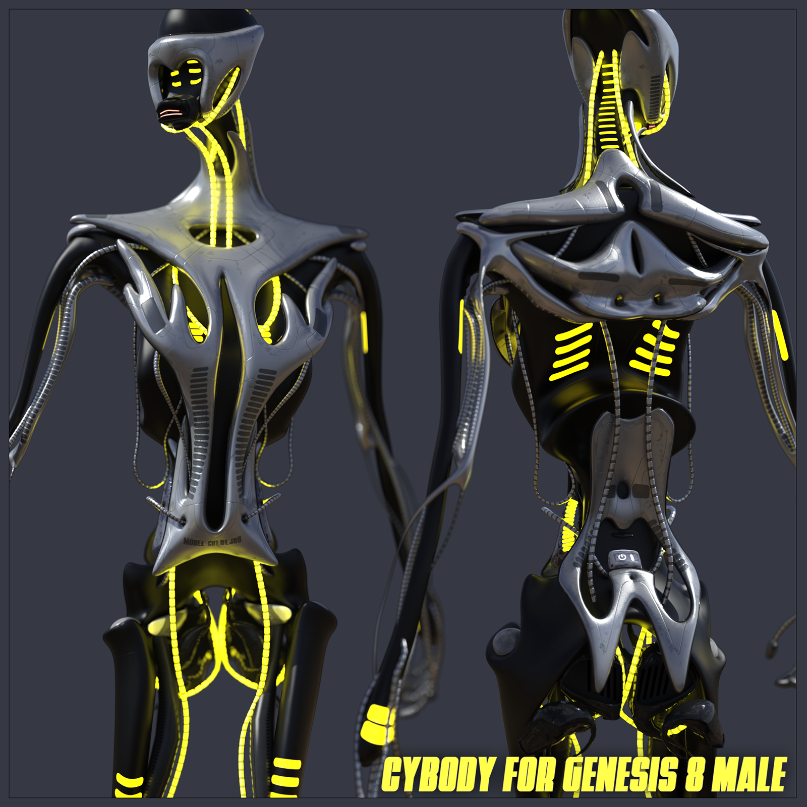 CyBody - Cyborg Internal Structure and Materials for Genesis 8 Male by N/A
