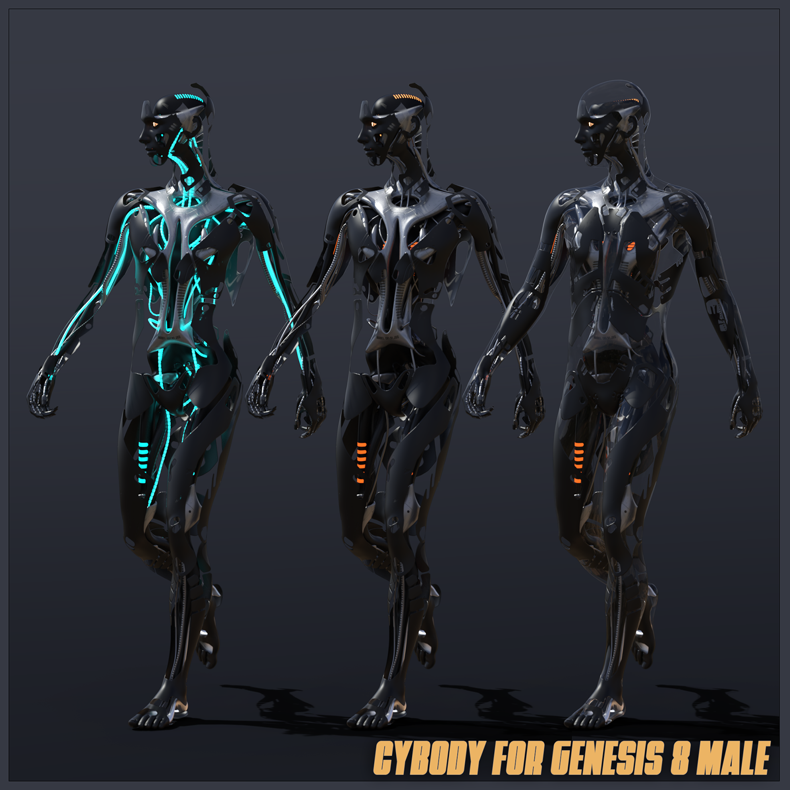 CyBody - Cyborg Internal Structure and Materials for Genesis 8 Male by N/A