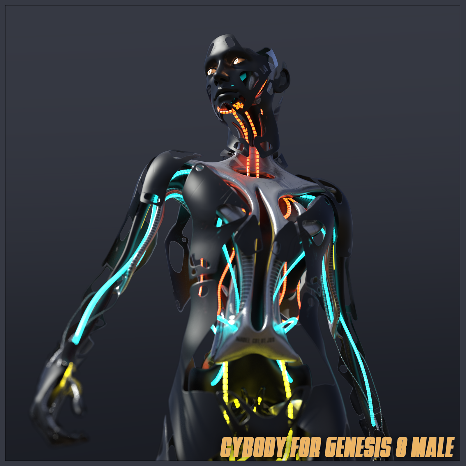 CyBody - Cyborg Internal Structure and Materials for Genesis 8 Male by N/A