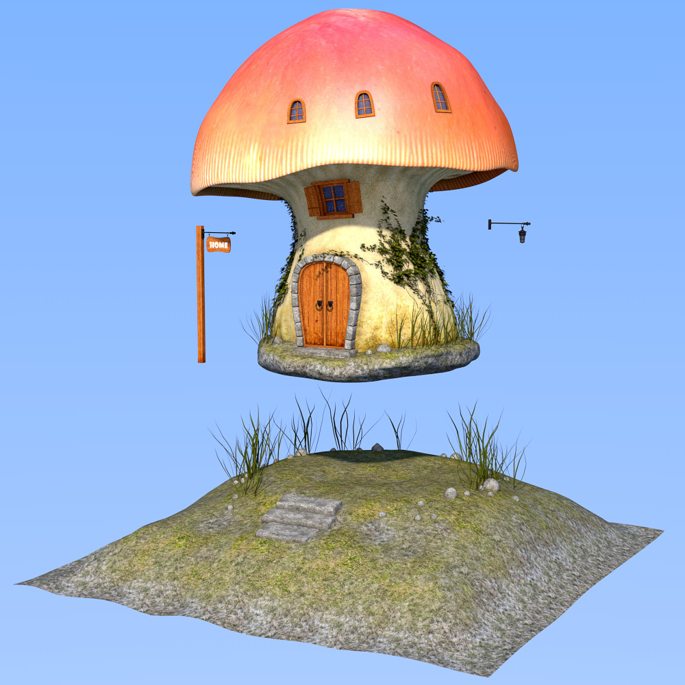 Real mushroom house for Daz Studio by N/A