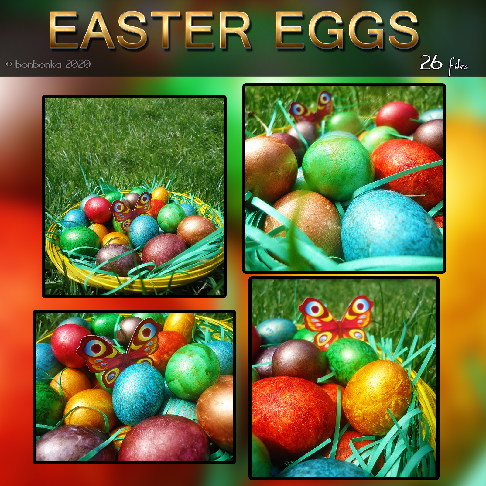 Easter Eggs and Bunny - 2D backgrounds and PNG by N/A