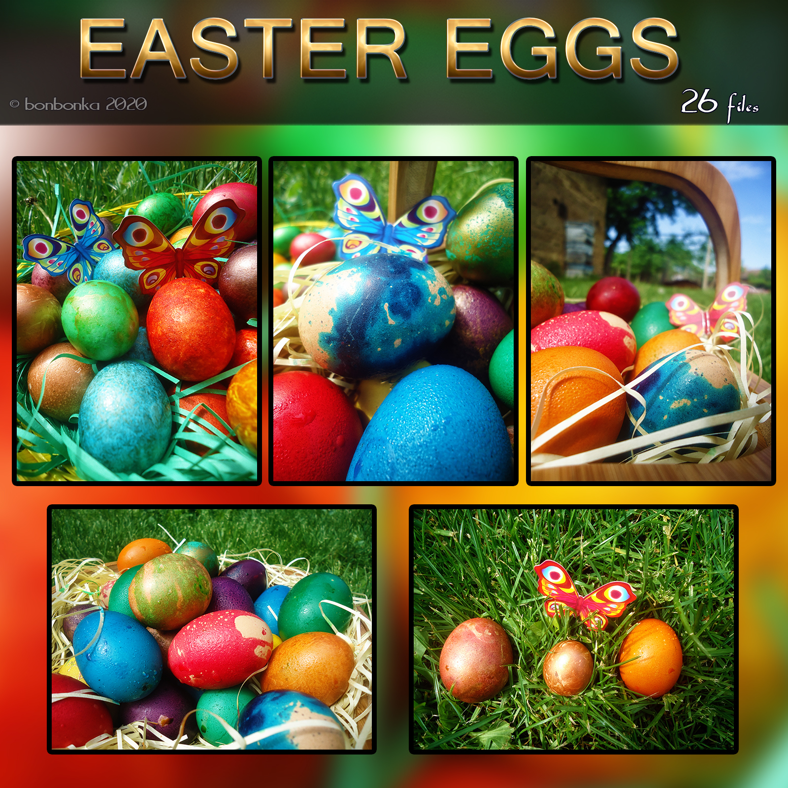 Easter Eggs and Bunny - 2D backgrounds and PNG by N/A
