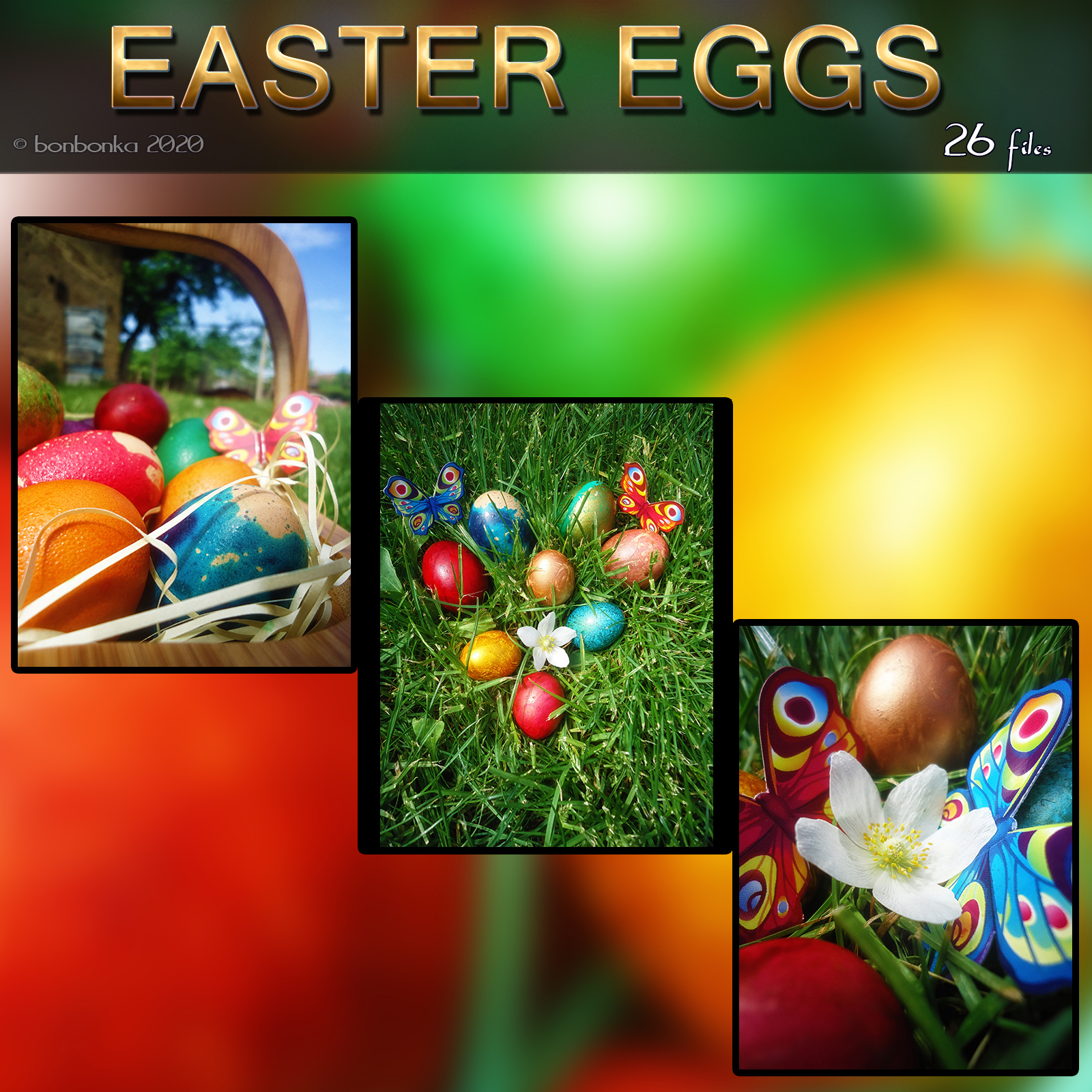 Easter Eggs and Bunny - 2D backgrounds and PNG by N/A