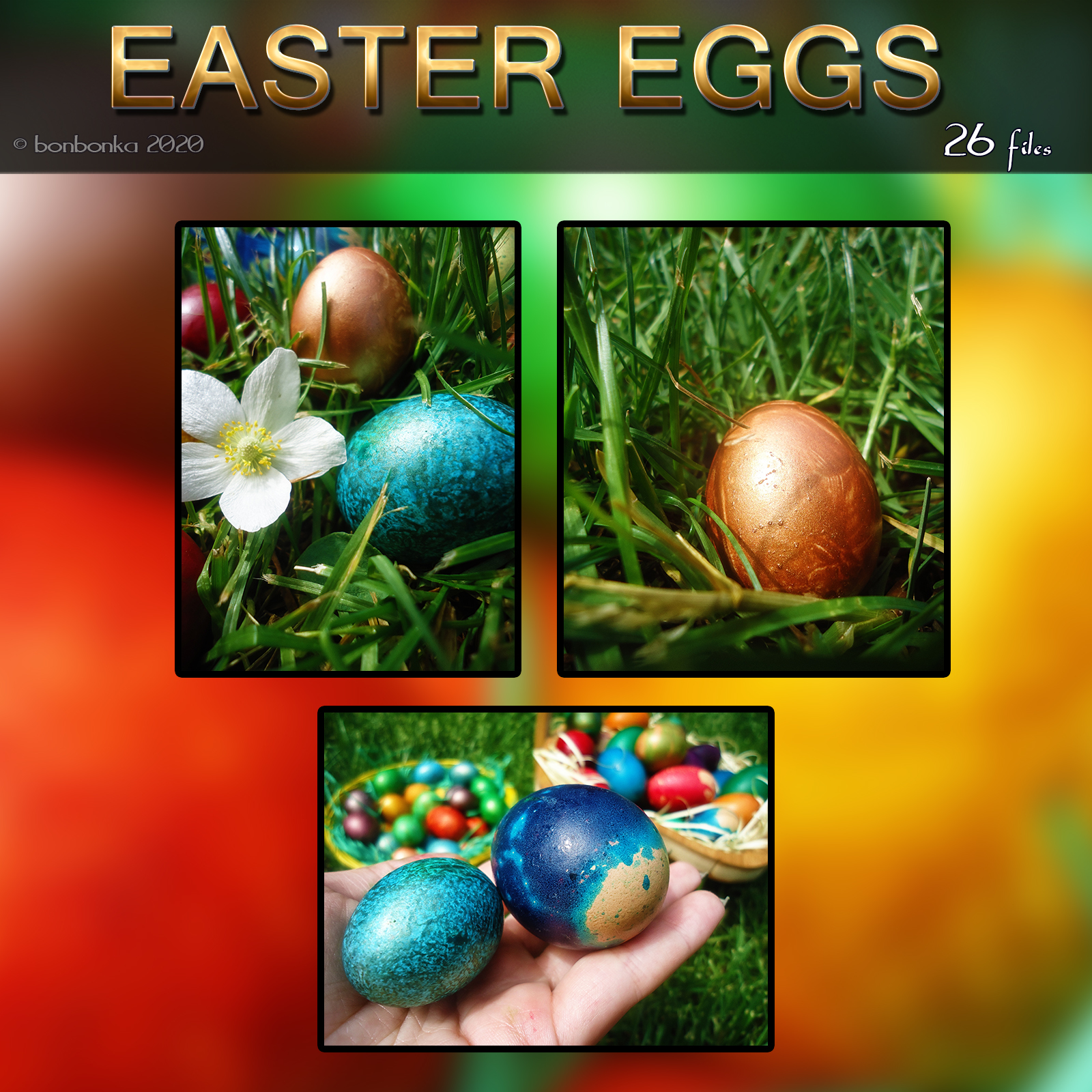 Easter Eggs and Bunny - 2D backgrounds and PNG by N/A