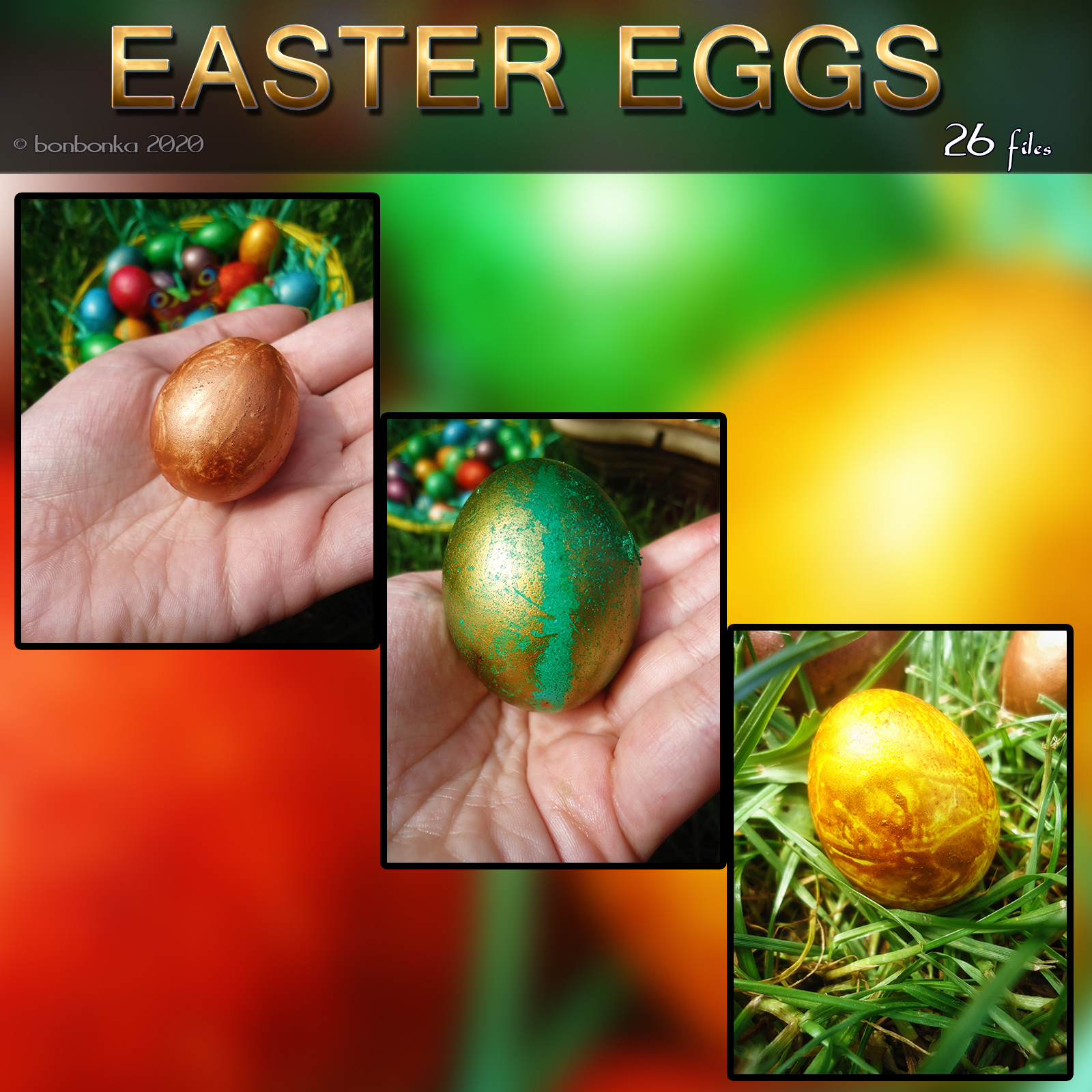 Easter Eggs and Bunny - 2D backgrounds and PNG by N/A