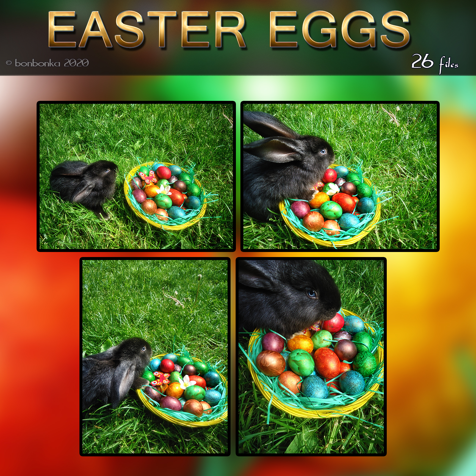 Easter Eggs and Bunny - 2D backgrounds and PNG by N/A