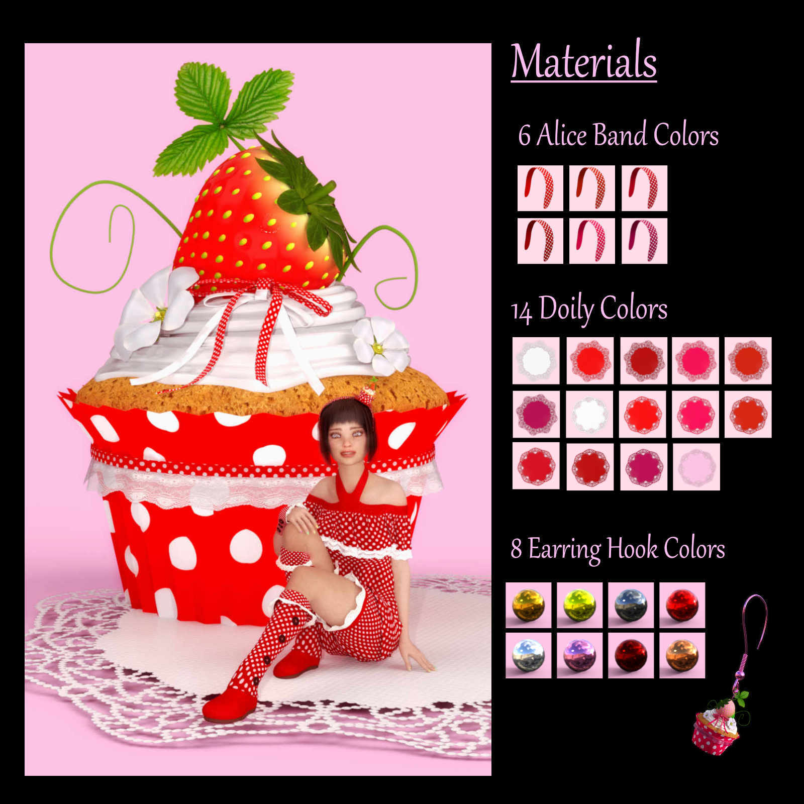 Strawberry Cupcake Jewelry for Genesis 8 Female by N/A