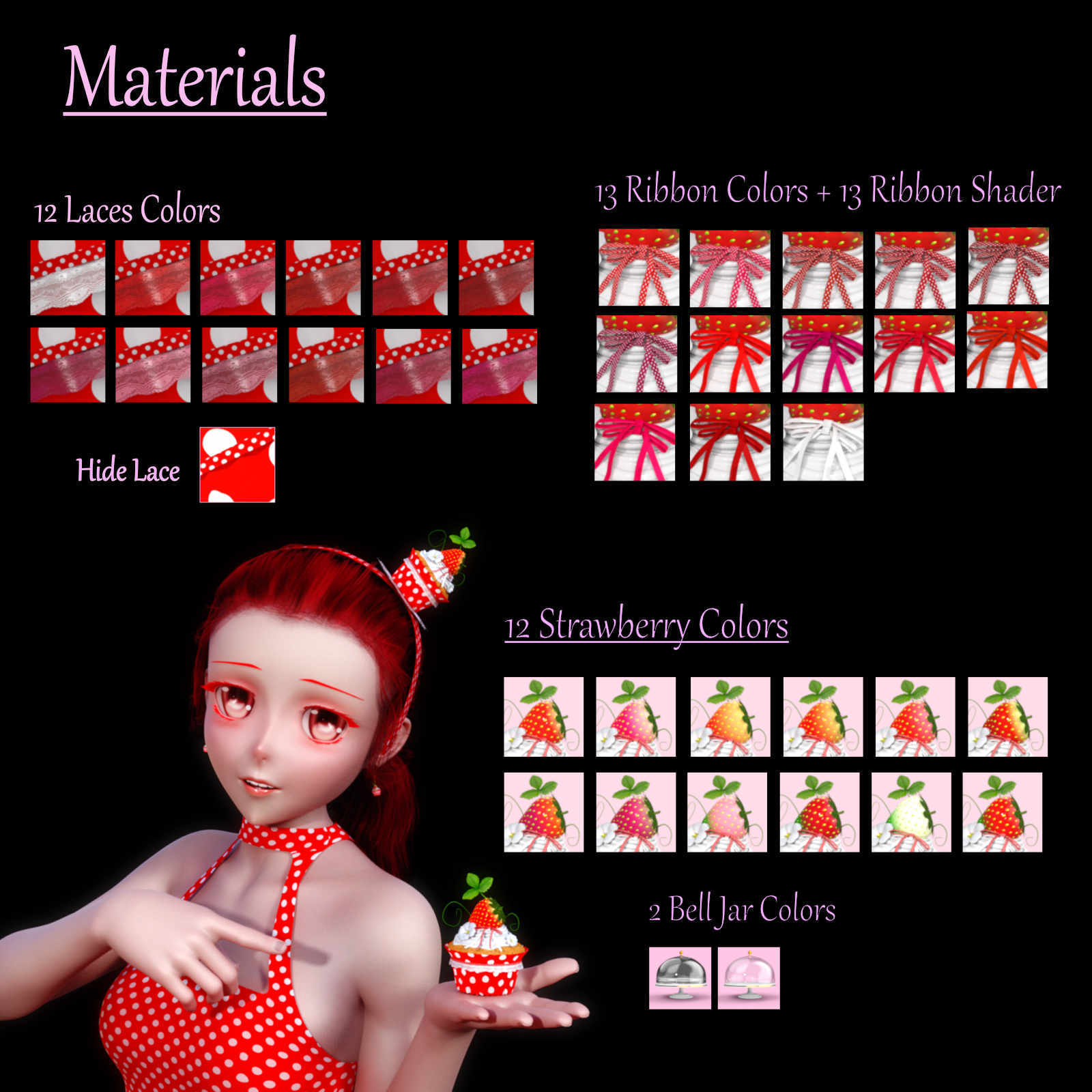 Strawberry Cupcake Jewelry for Genesis 8 Female by N/A
