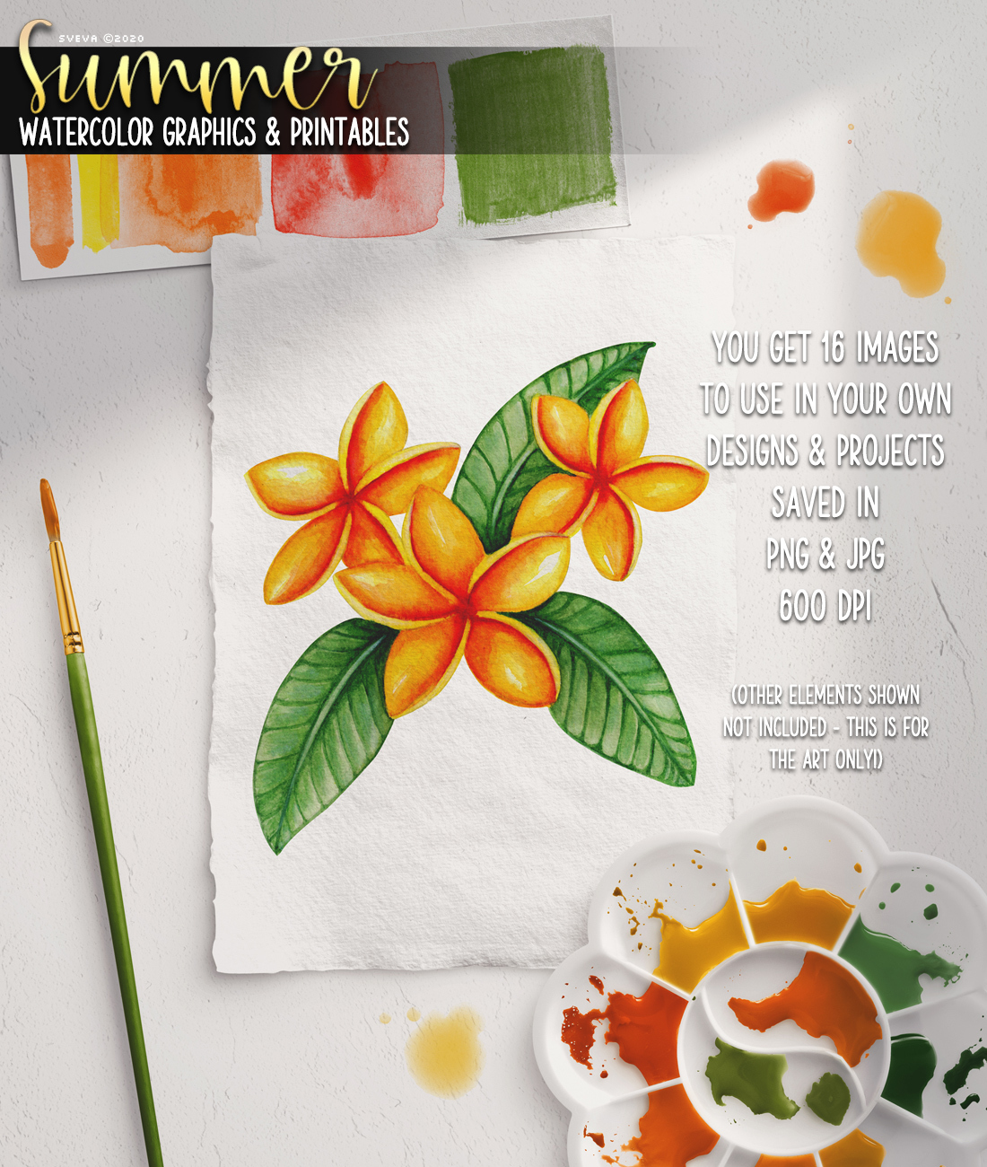 Summer Watercolor Graphics and Printables by N/A