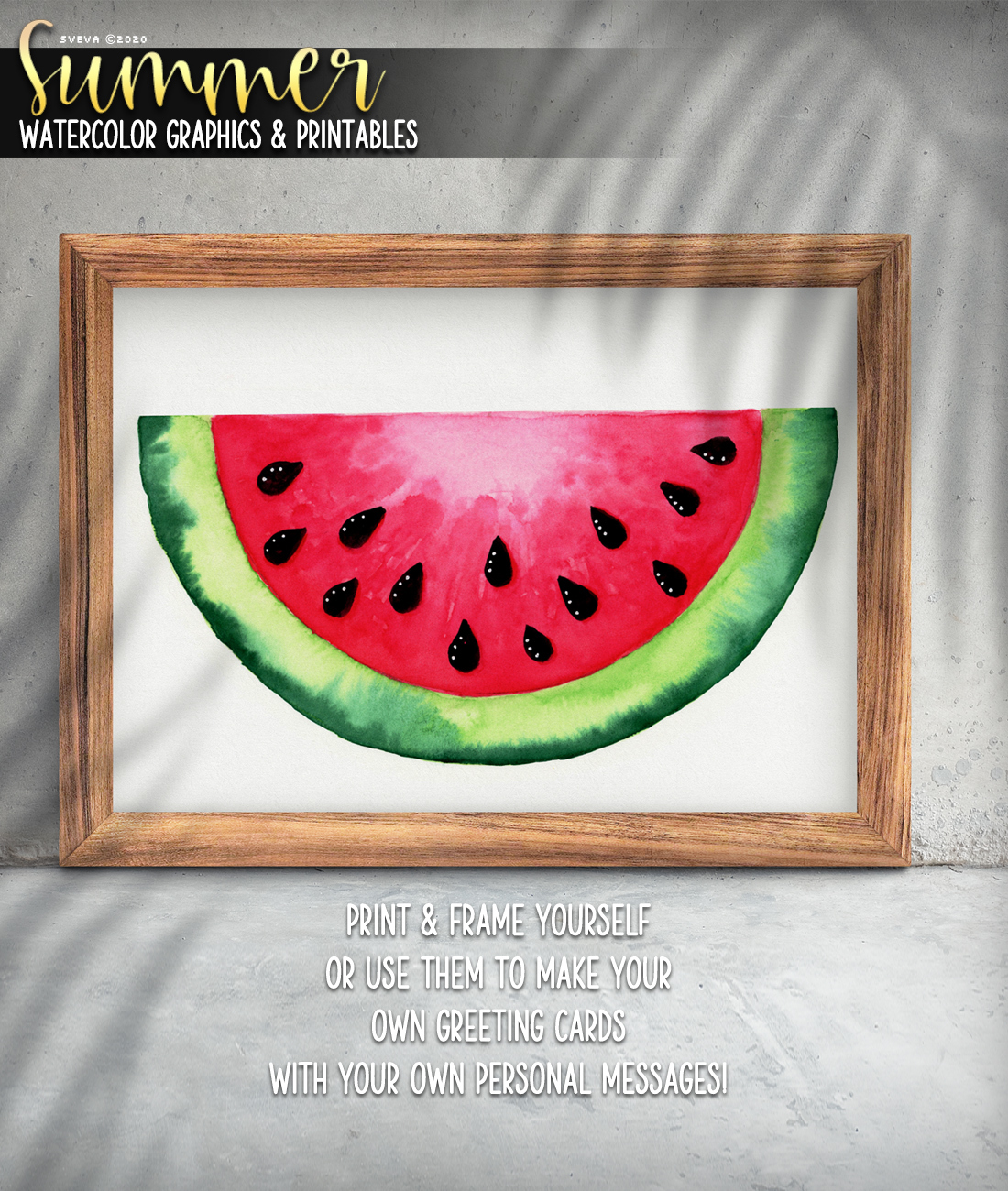 Summer Watercolor Graphics and Printables by N/A