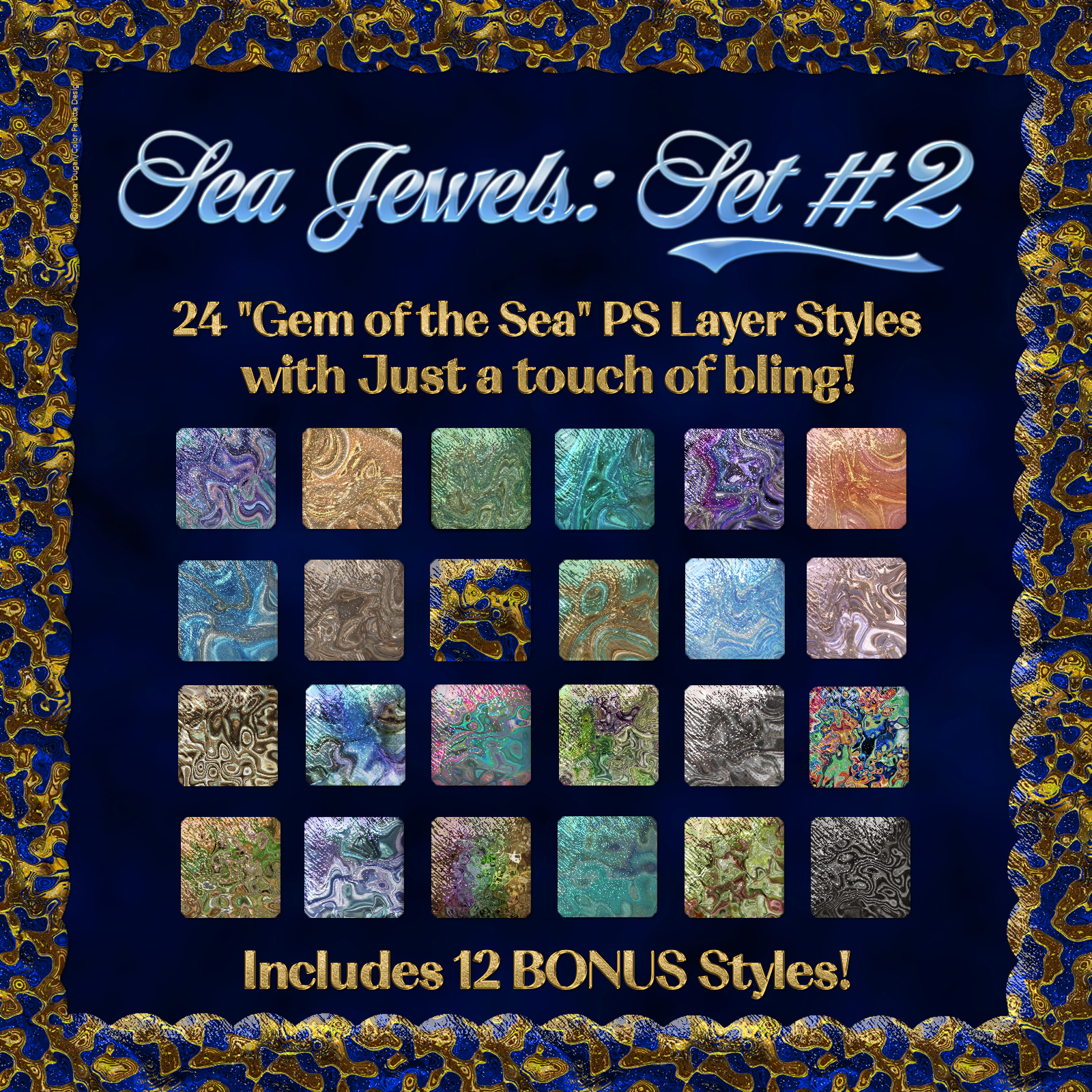Sea Jewels Set 2 PS Layer Styles with Free Bonus by N/A