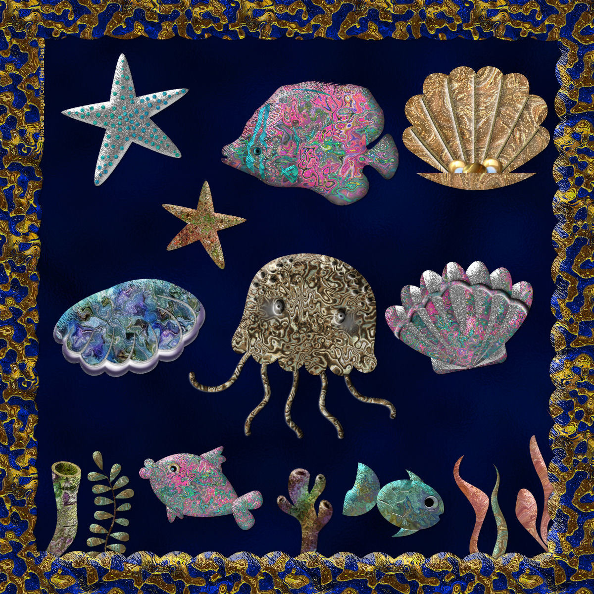 Sea Jewels Set 2 PS Layer Styles with Free Bonus by N/A
