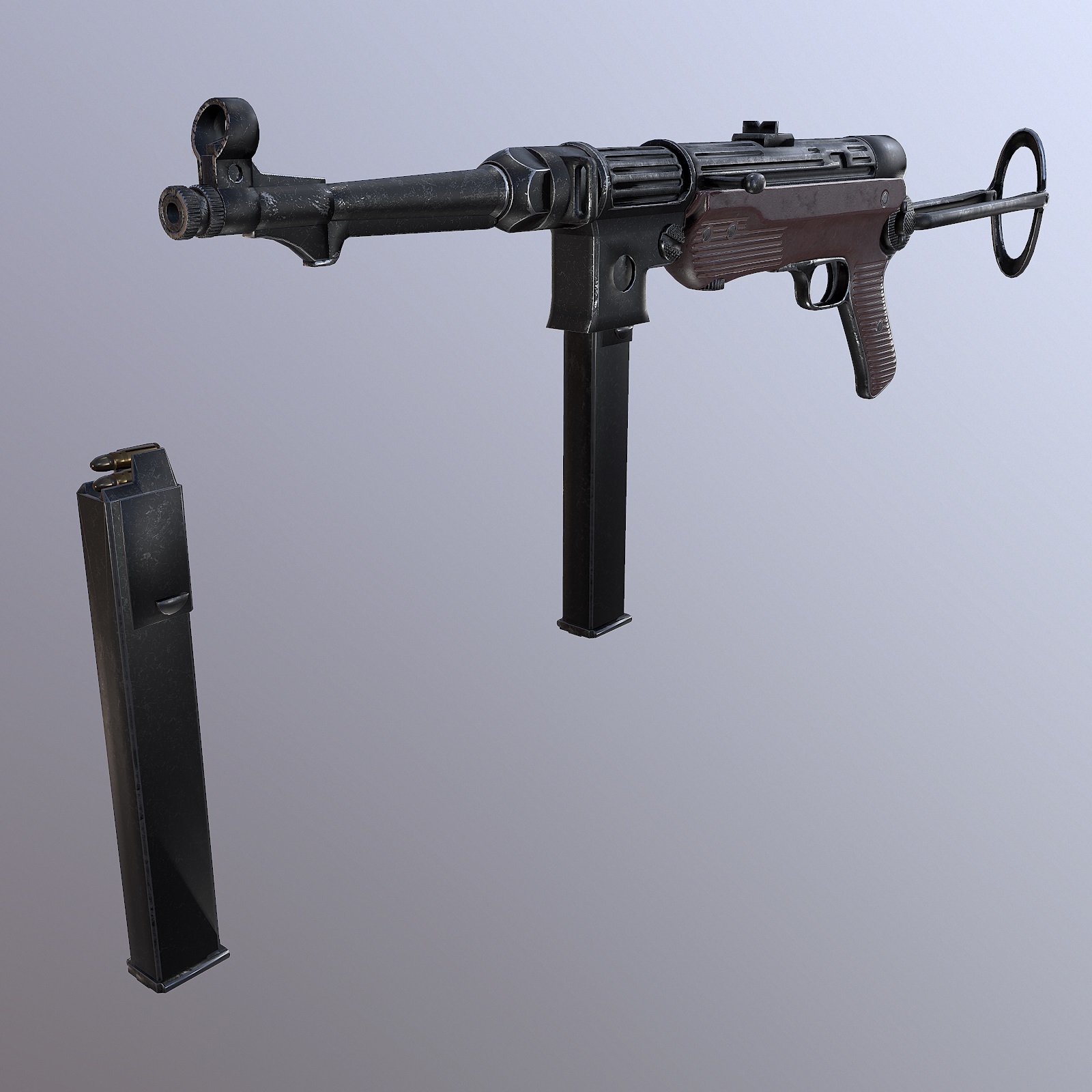 Submachine Gun mp 38 40 3d model -Extended License by N/A