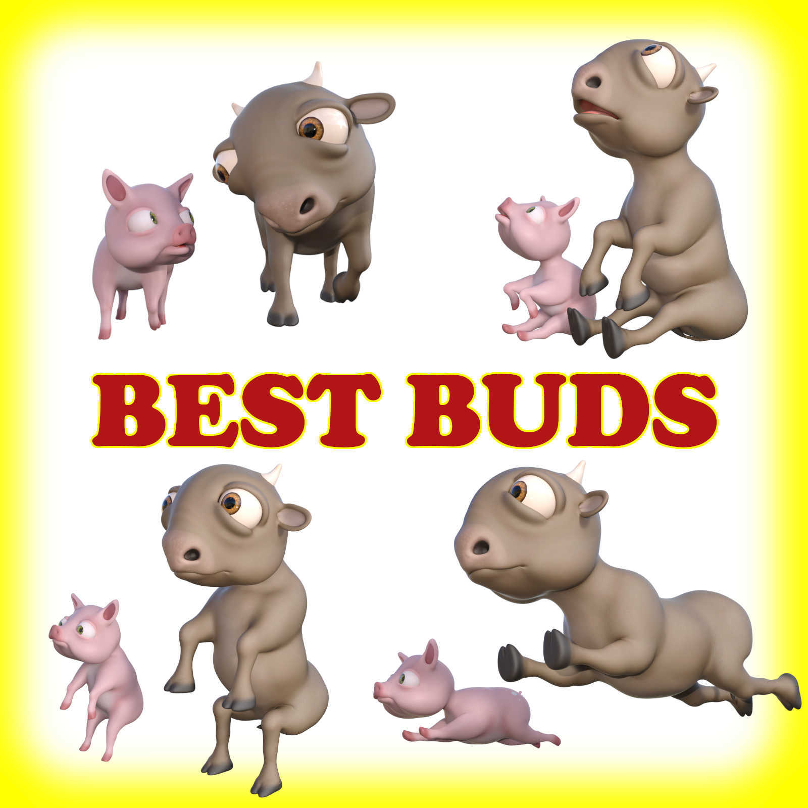 BEST BUDS Poses for ButterCup and Hamlet in Daz Studio by N/A