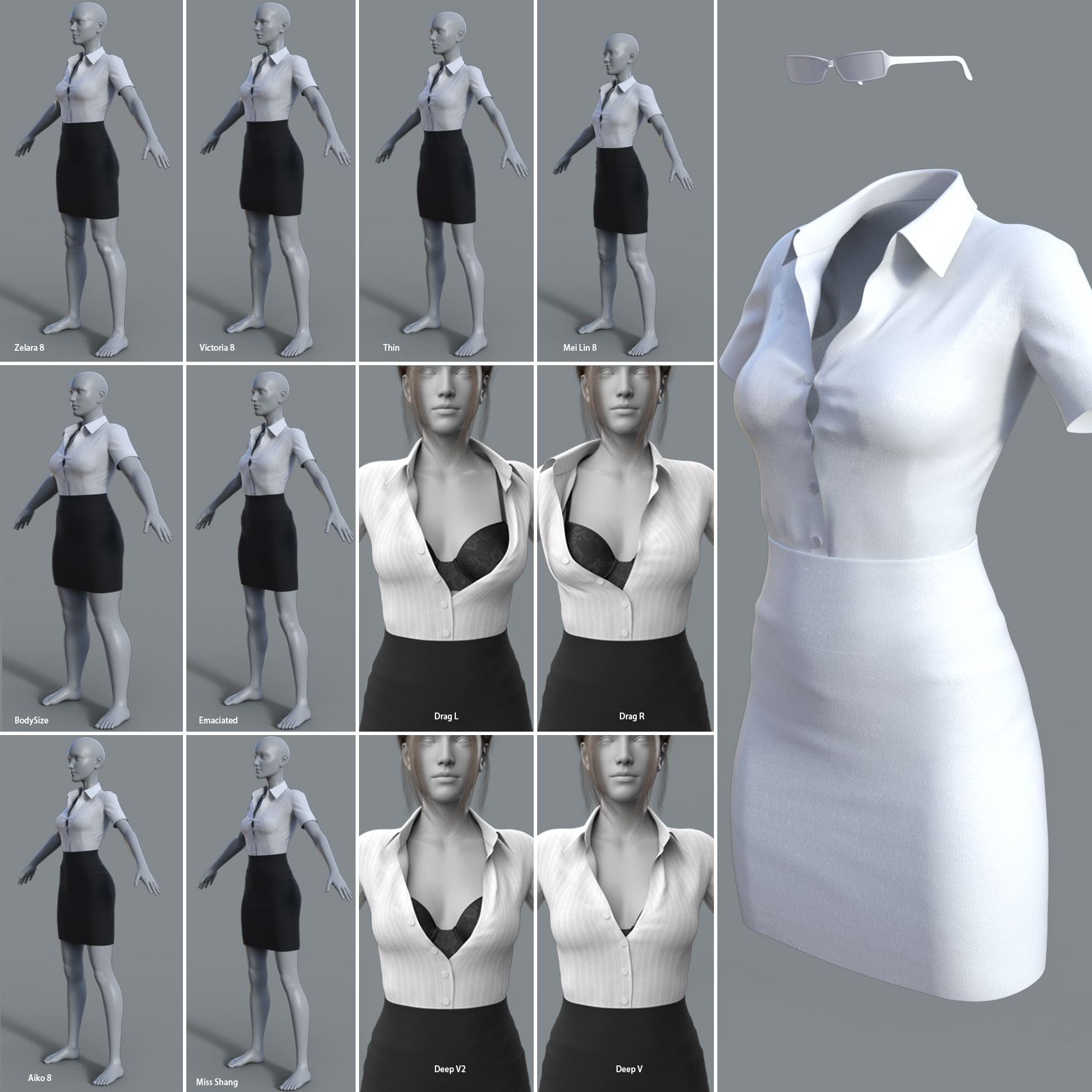 dForce Office Lady Clothing and poses for Genesis 8 Female by N/A