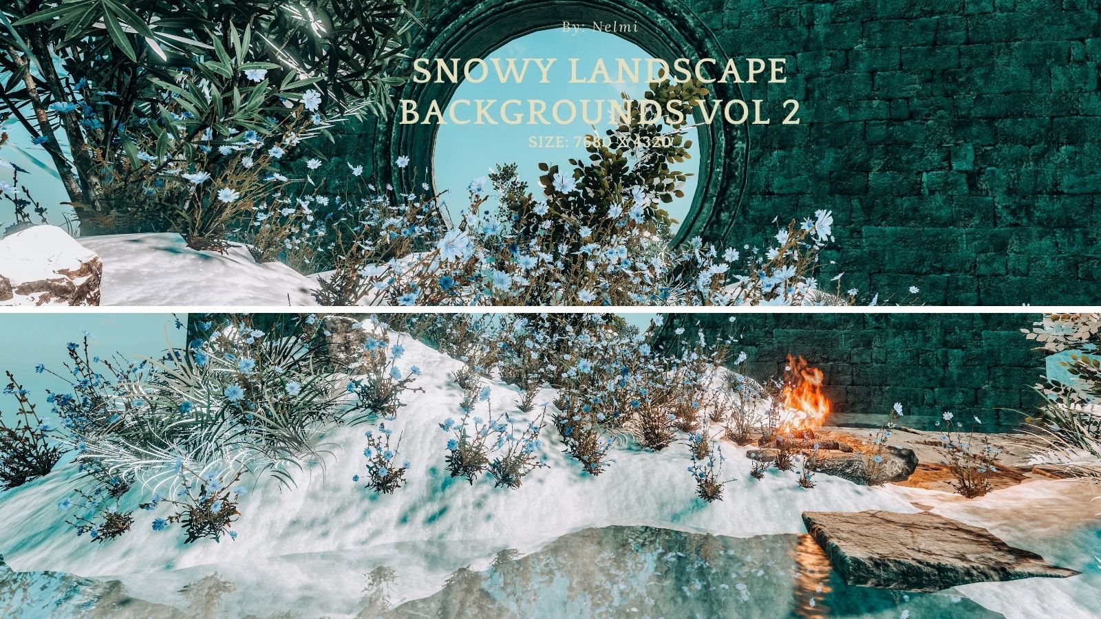 12 Snowy Landscape Backgrounds Vol 2 by N/A