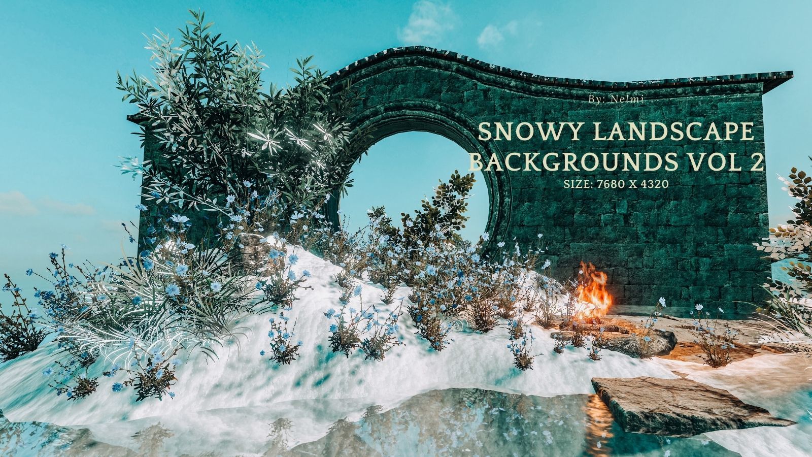 12 Snowy Landscape Backgrounds Vol 2 by N/A